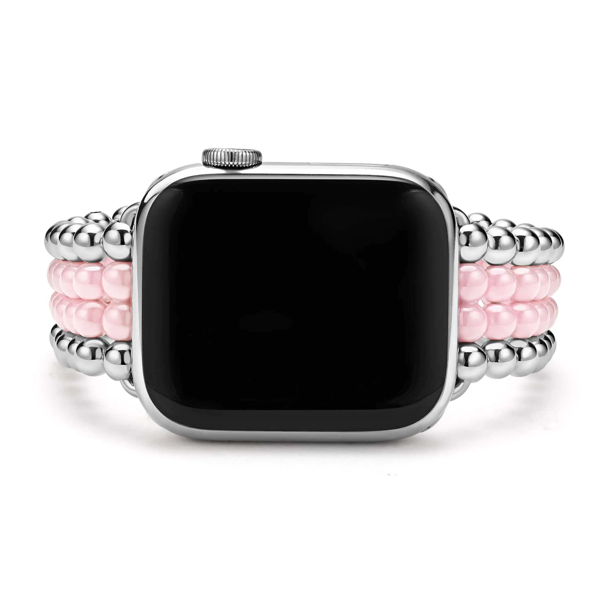 Smart Caviar Pink Ceramic and Stainless Steel Infinite Watch Bracelet 38-45mm - Image 4
