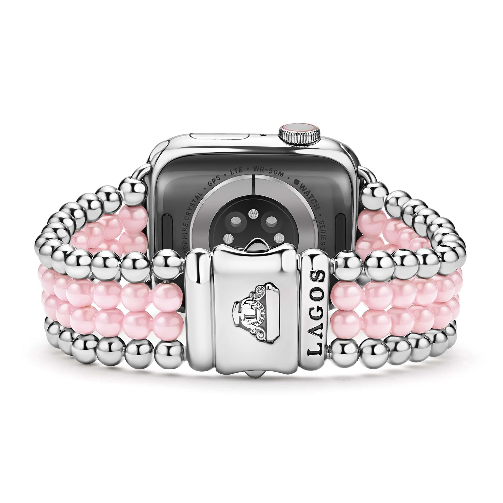 Smart Caviar Pink Ceramic and Stainless Steel Infinite Watch Bracelet 38-45mm - Image 5