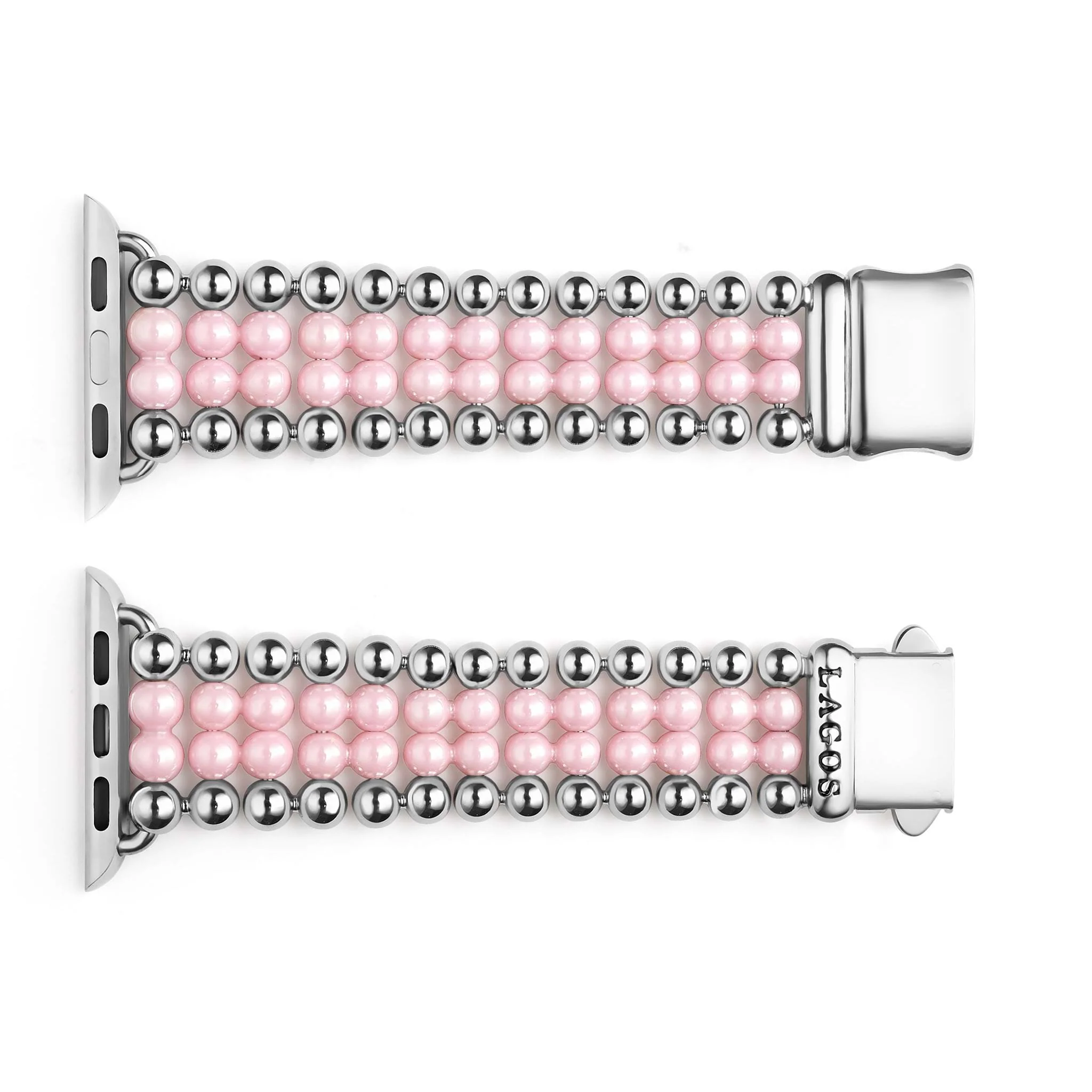 Smart Caviar Pink Ceramic and Stainless Steel Infinite Watch Bracelet 38-45mm - Image 6