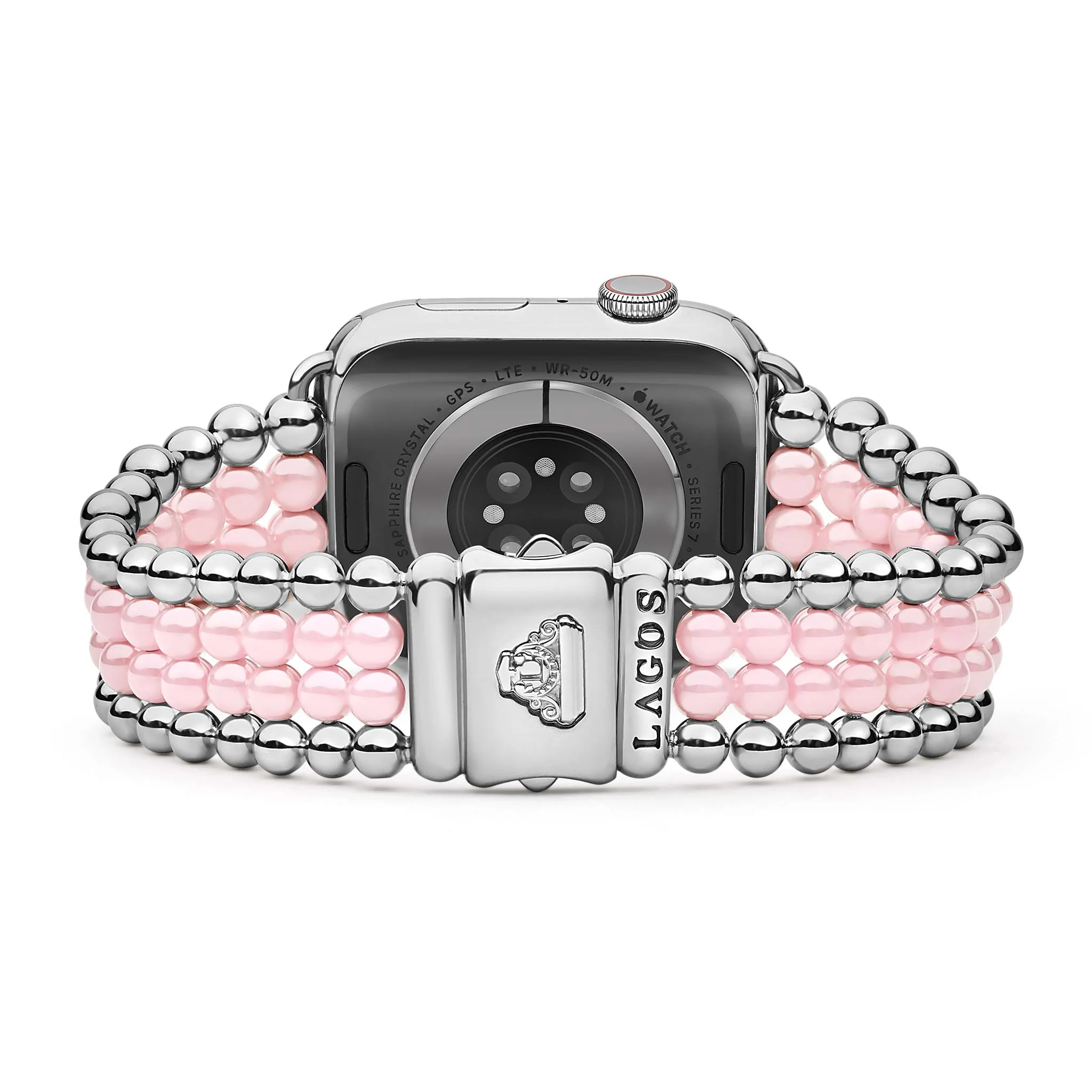 Smart Caviar Pink Ceramic and Stainless Steel Infinite Watch Bracelet-42-49mm - Image 5