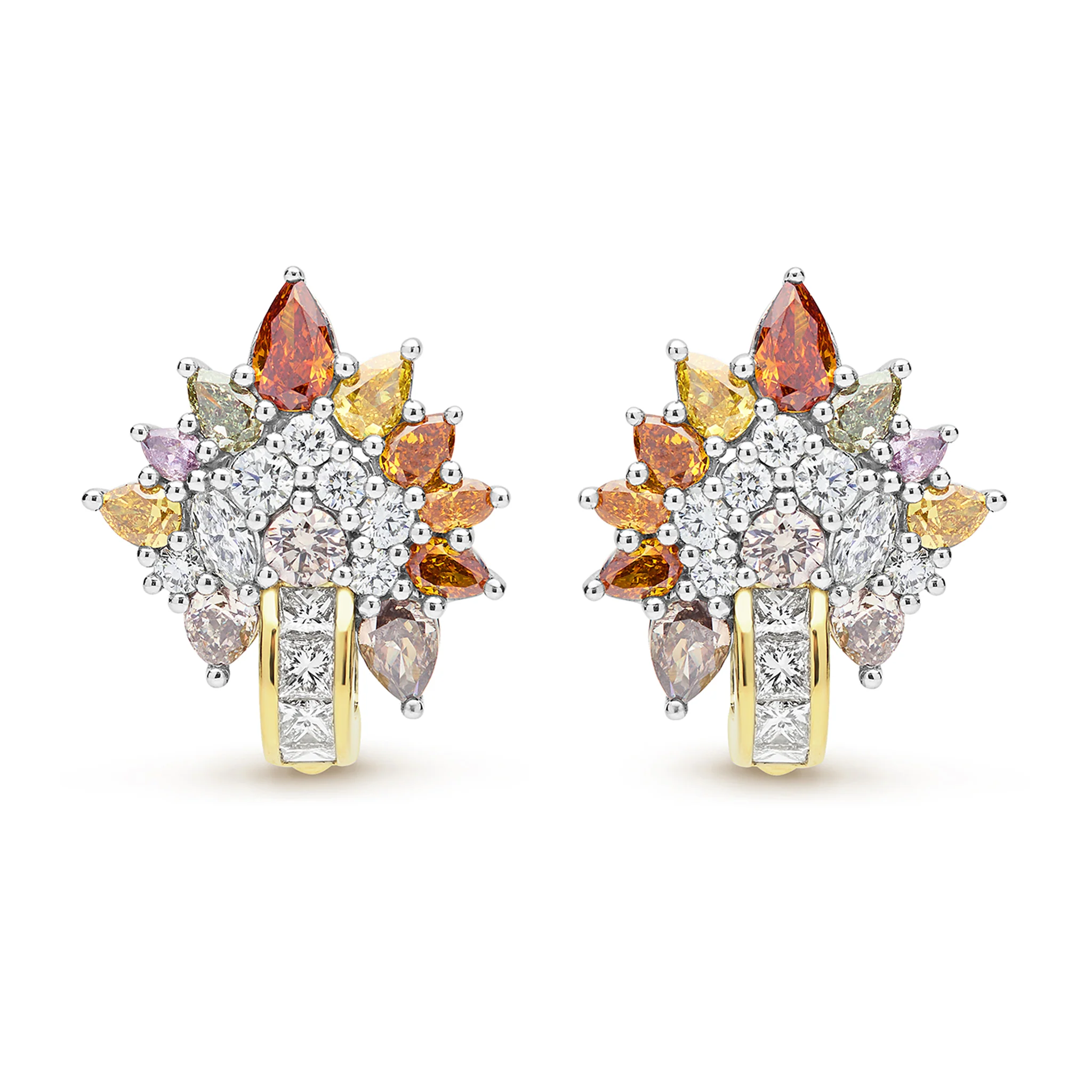 SML 18K Gold Colorful Diamond Earrings - Image 2