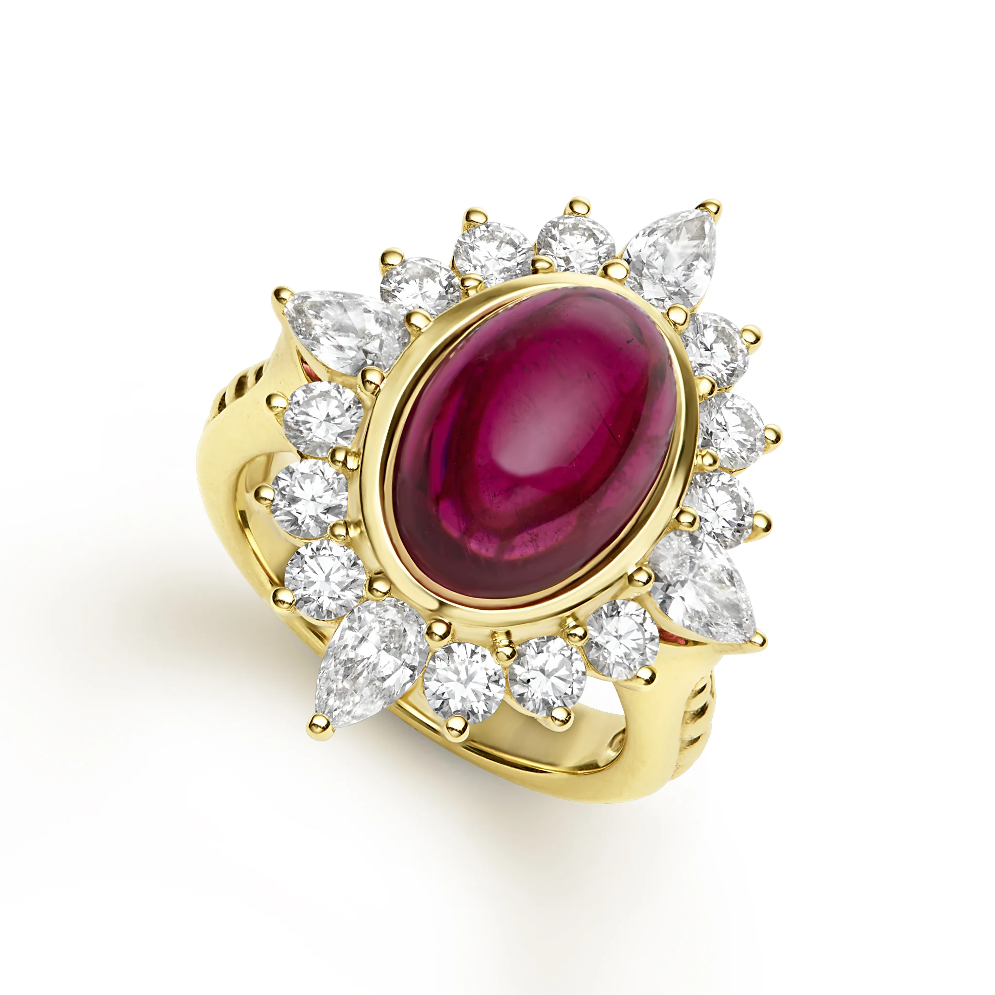 Studio 18K Gold Pink Rubellite Diamond Ring