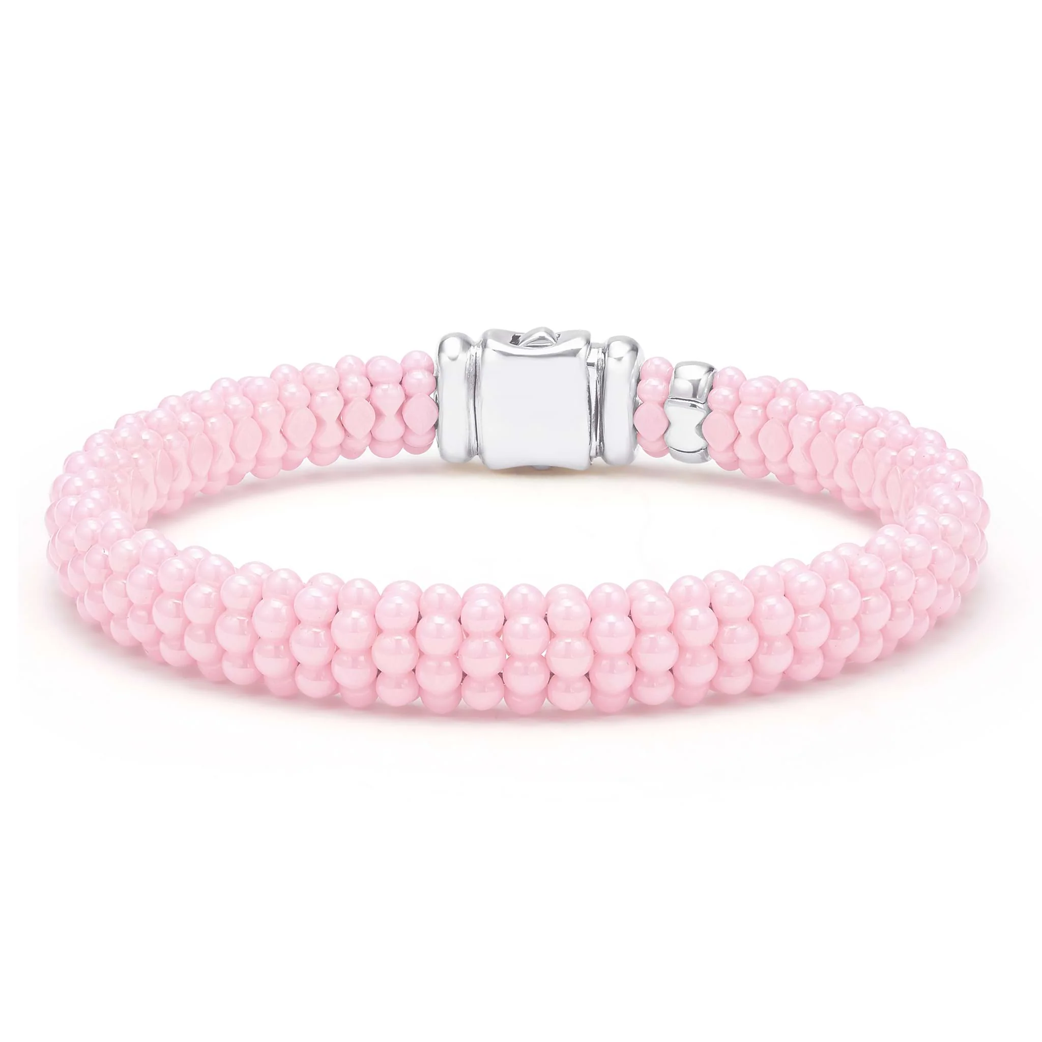 Pink Caviar Sterling Silver and Pink Ceramic Caviar Beaded Bracelet Gift Set - Image 3
