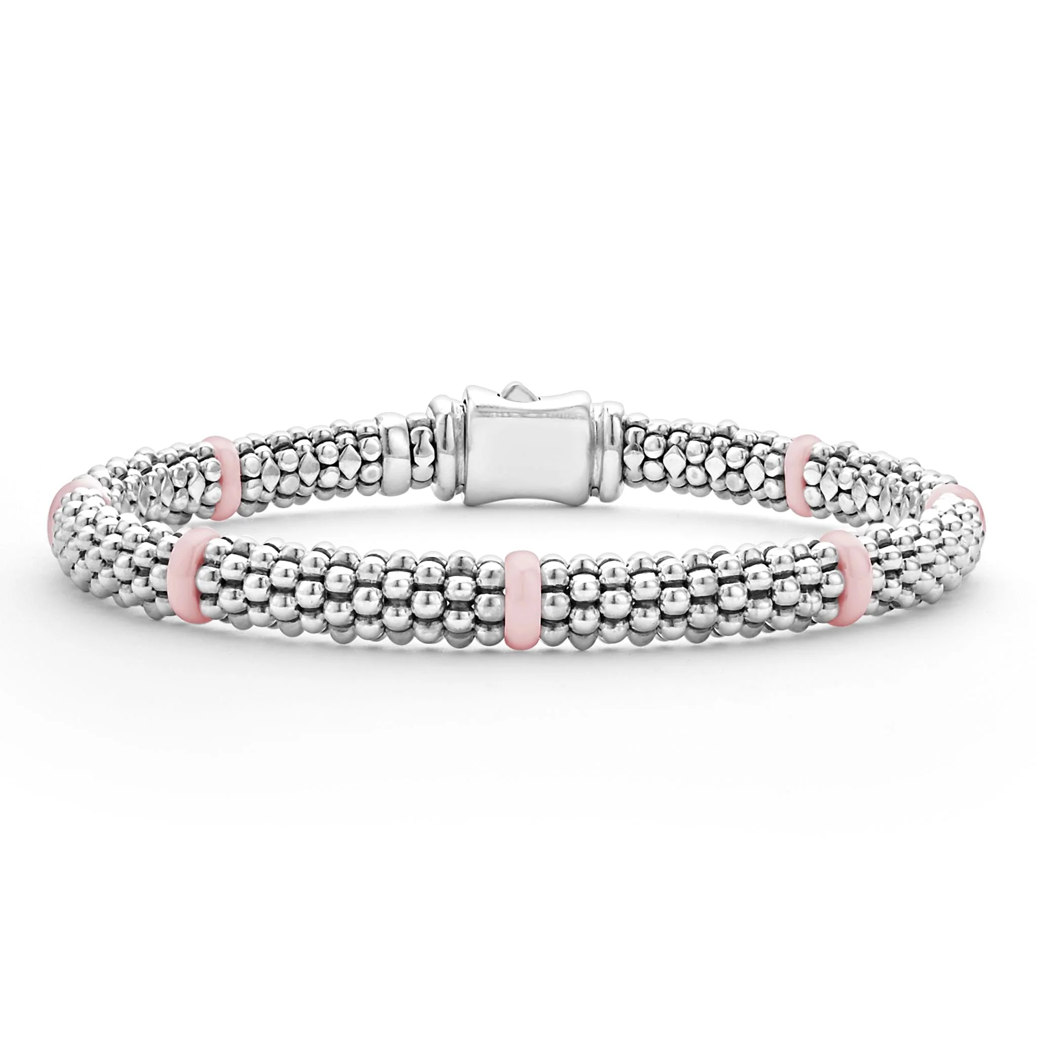 Pink Caviar Sterling Silver and Pink Ceramic Caviar Beaded Bracelet Gift Set - Image 5