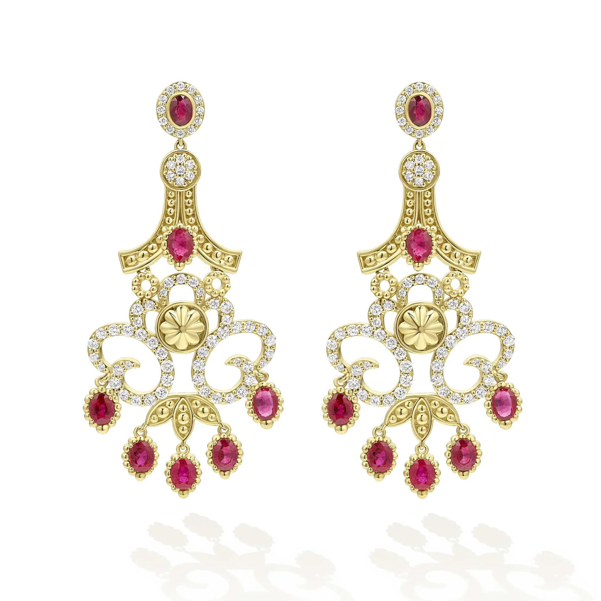 Studio 18K Gold Ruby and Diamond Chandelier Earrings - Image 3