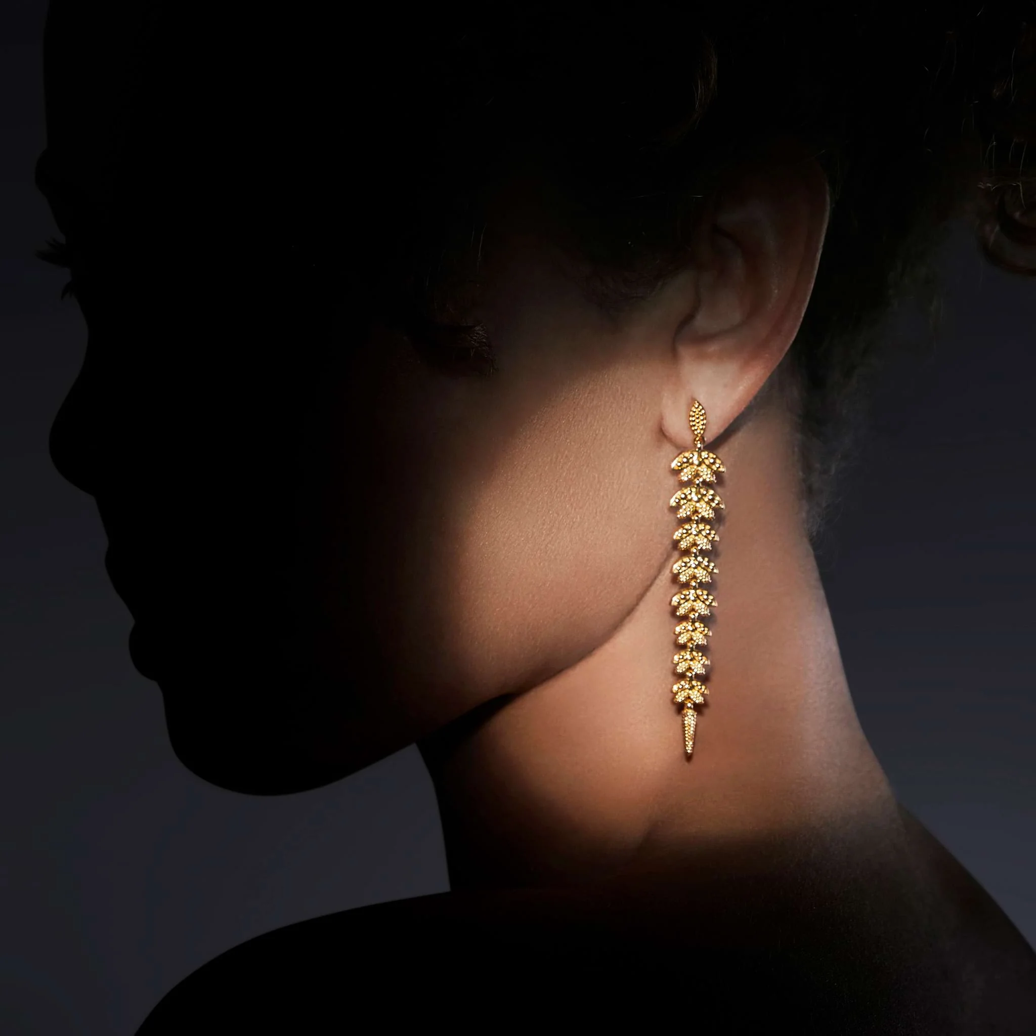 Studio 18K Gold Leaf Drop Earrings - Image 2