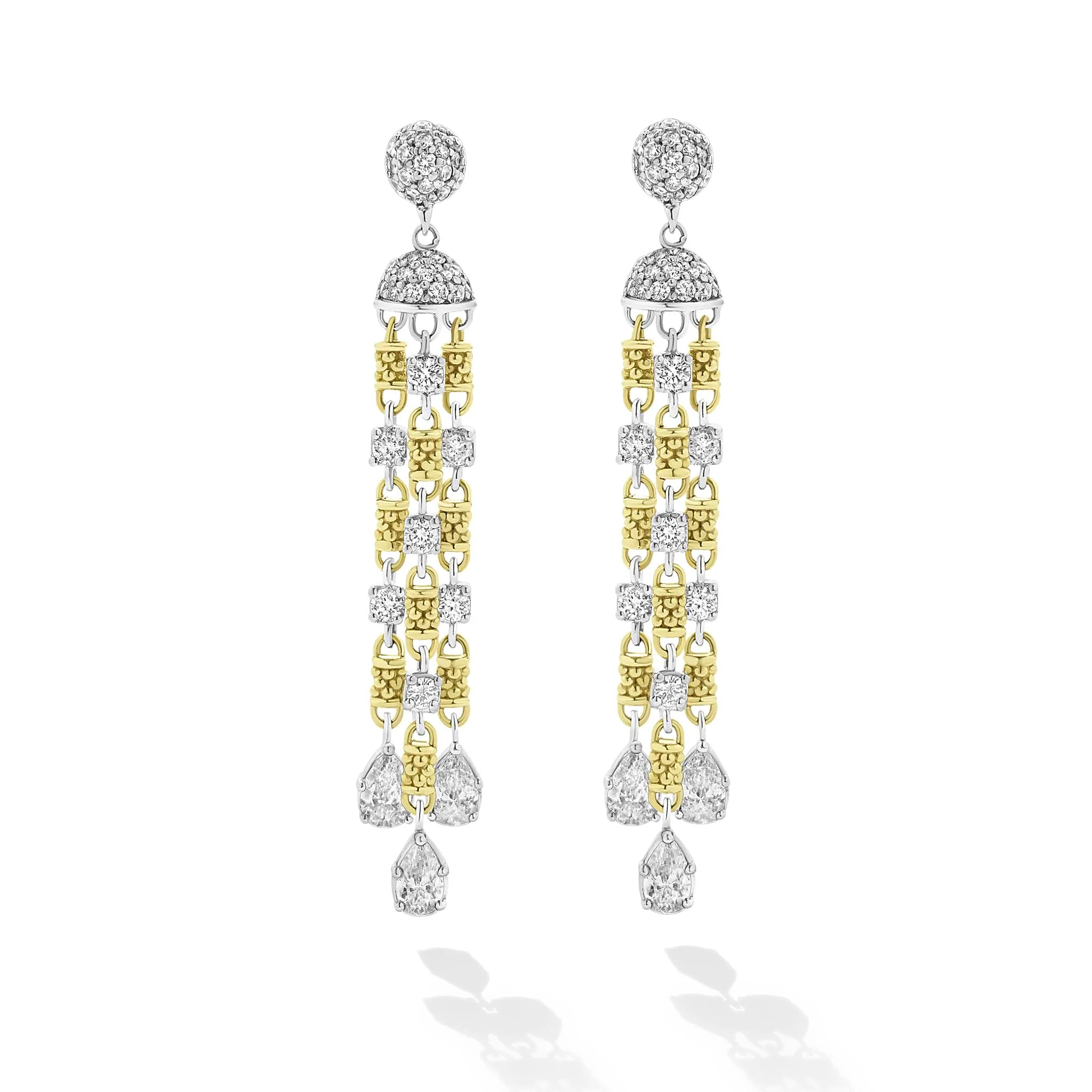 Studio 18K Gold 3-Strand Diamond Chandelier Earrings - Image 3