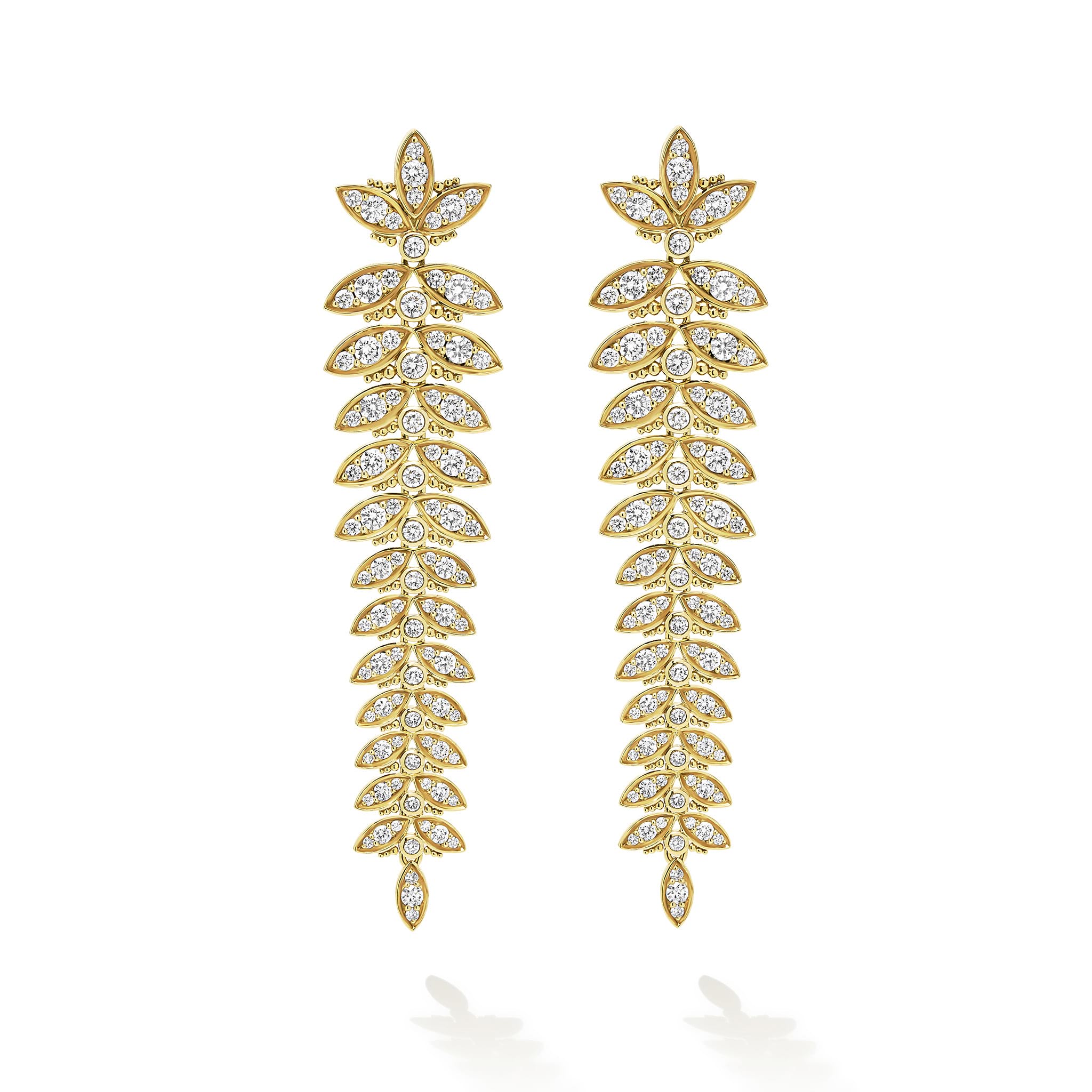 Studio 18K Gold Leaf Diamond Drop Earrings - Image 2