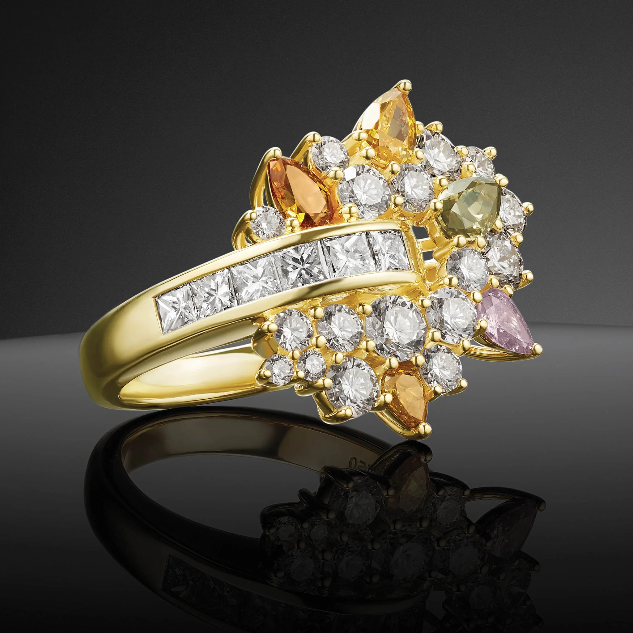 Studio 18K Gold Multi Color Diamond Ring - Image 4