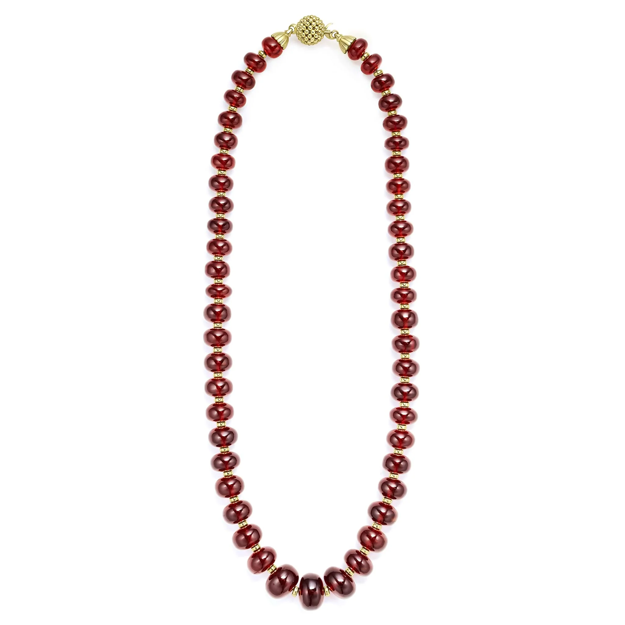 Studio 18K Gold and Garnet Beaded Necklace