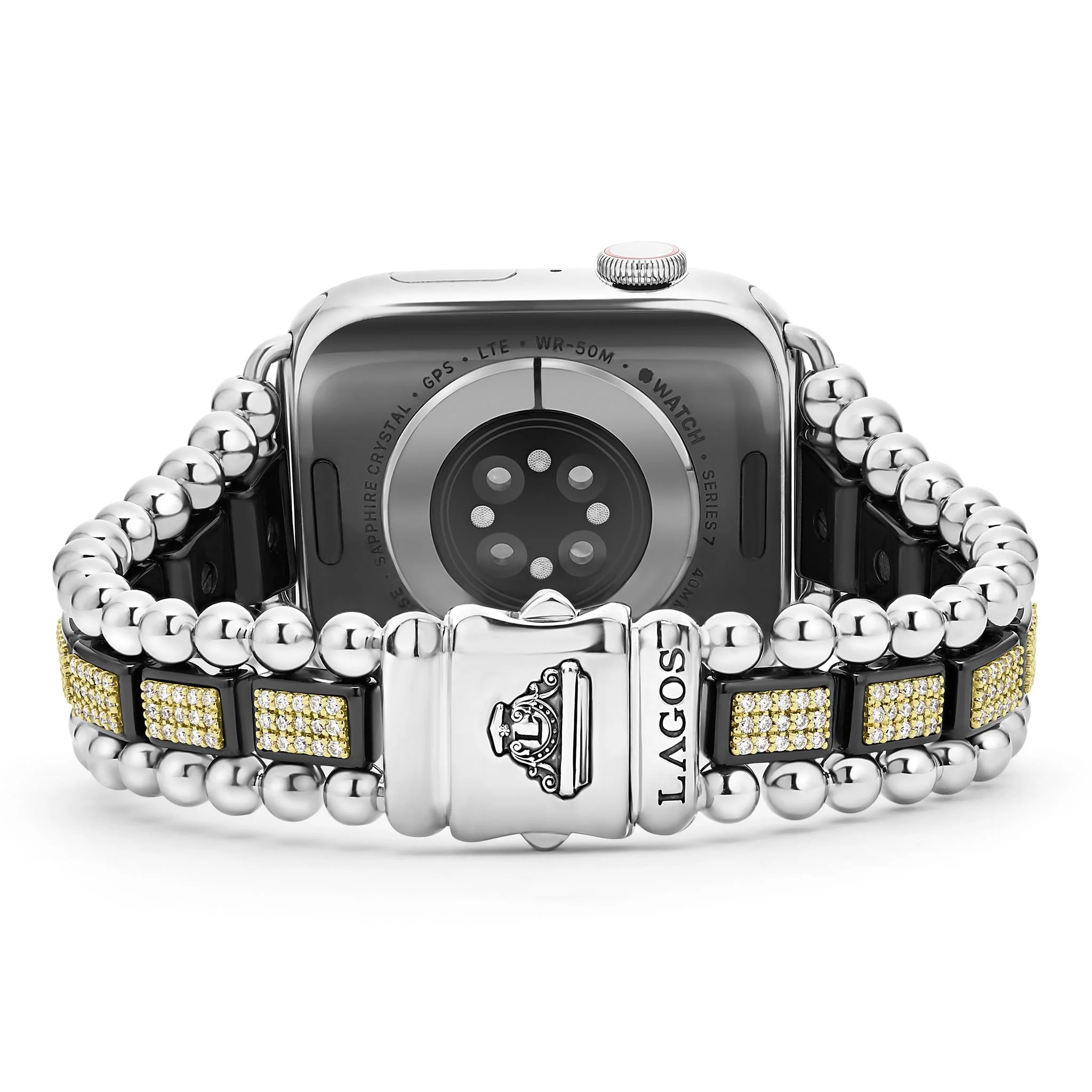 Studio 18K Gold and Black Ceramic Full Diamond Watch Bracelet - 42-49mm - Image 4