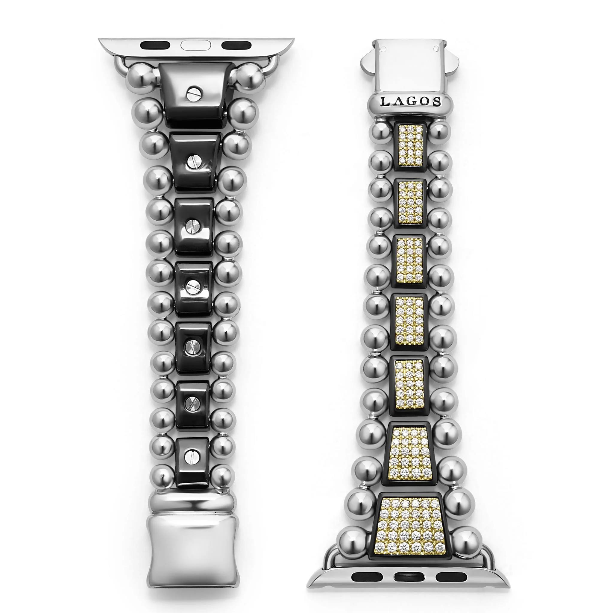 Studio 18K Gold and Black Ceramic Full Diamond Watch Bracelet - 42-49mm - Image 5