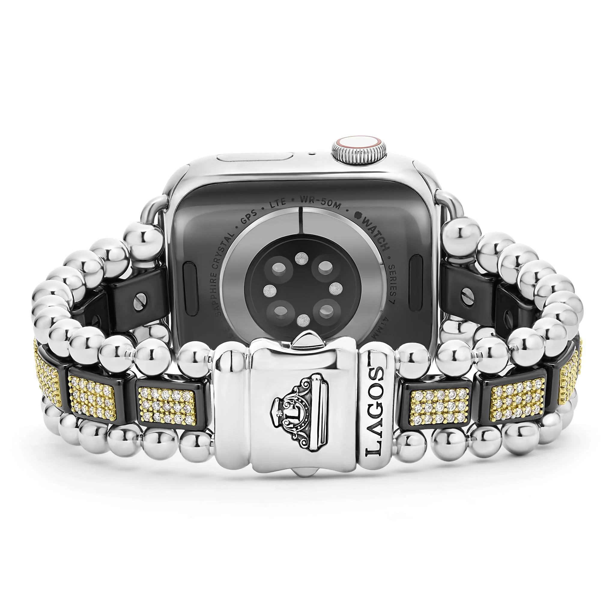 Studio 18K Gold and Black Ceramic Full Diamond Watch Bracelet - 38-42mm - Image 5