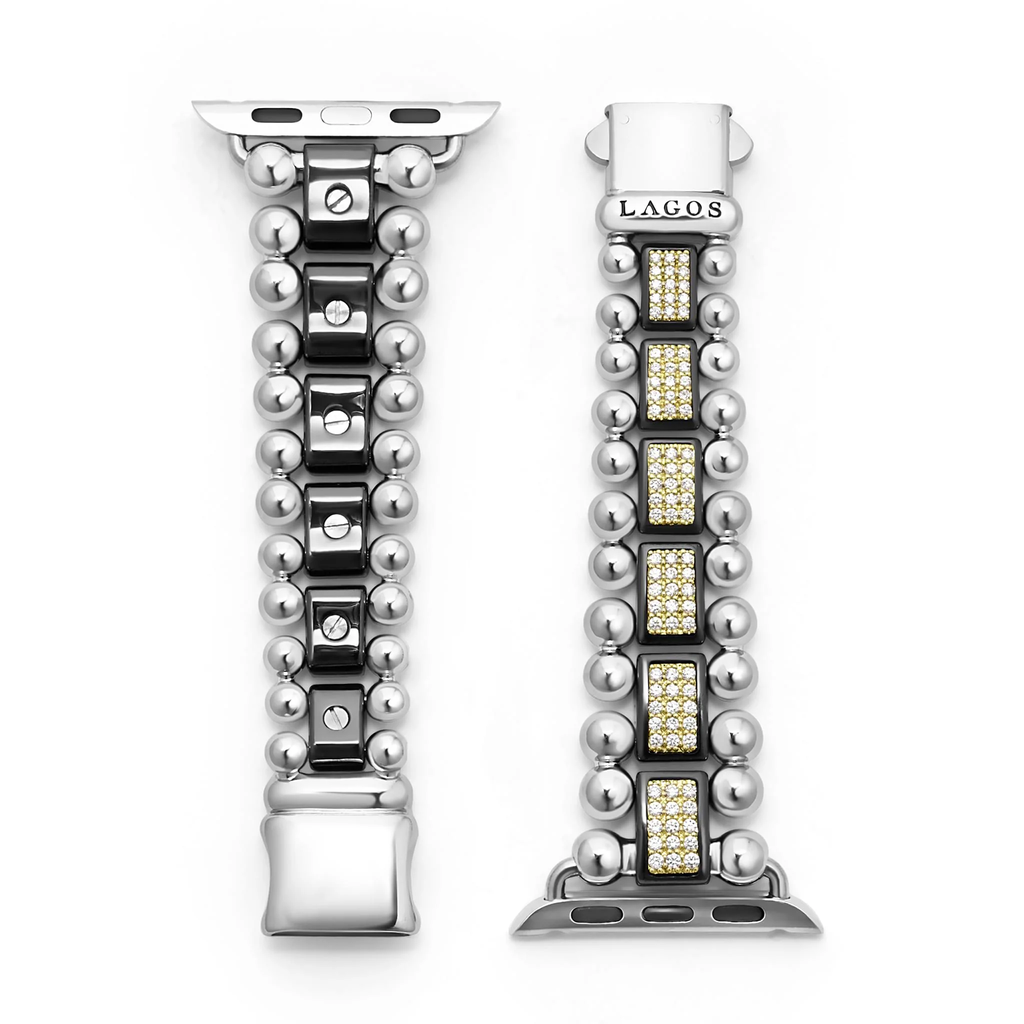 Studio 18K Gold and Black Ceramic Full Diamond Watch Bracelet - 38-42mm - Image 6