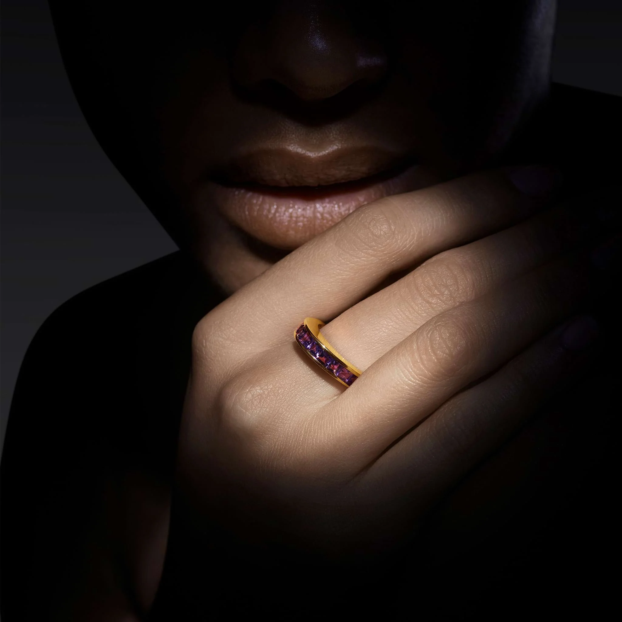Studio 18K Gold Amethyst Stacking Ring - Image 3