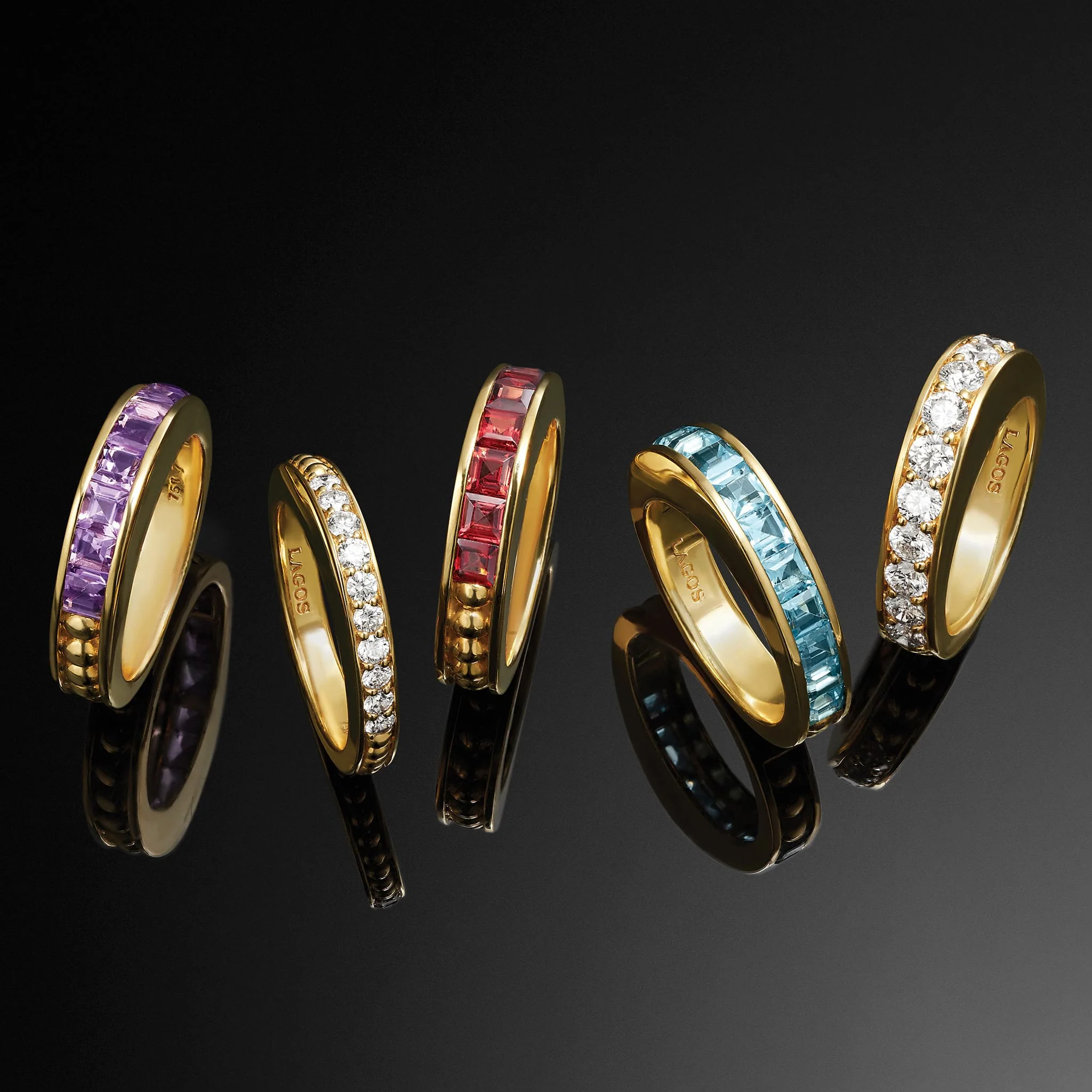 Studio 18K Gold Amethyst Stacking Ring - Image 4