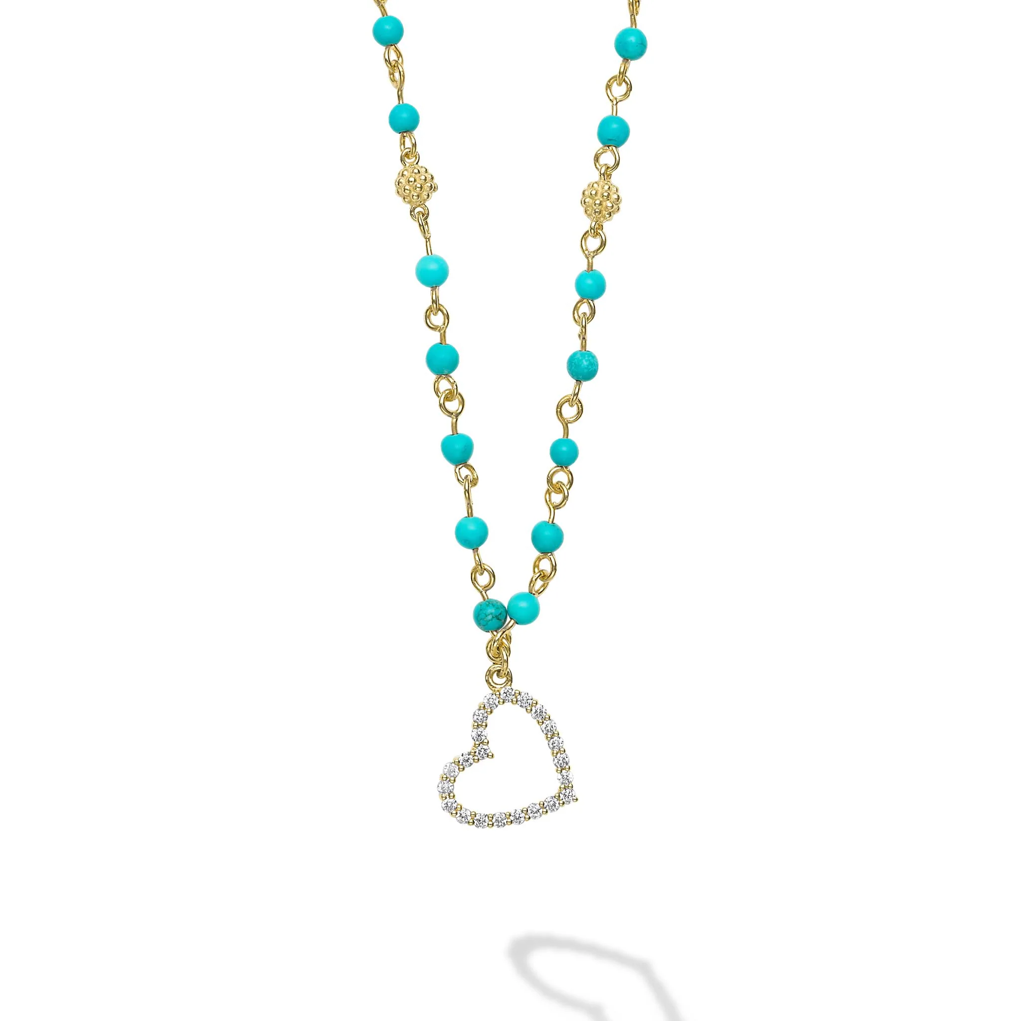 Studio 18K Black Turquoise and Diamond Heart Necklace - Image 43