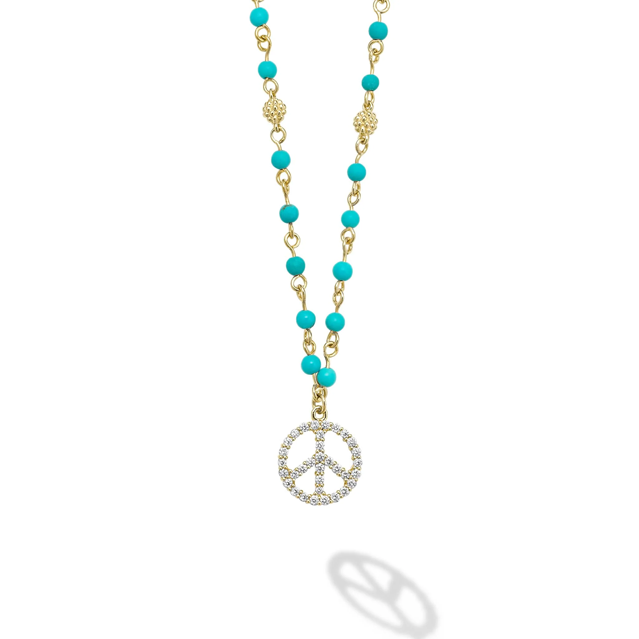 Studio 18K Black Turquoise and Diamond Peace Necklace - Image 15