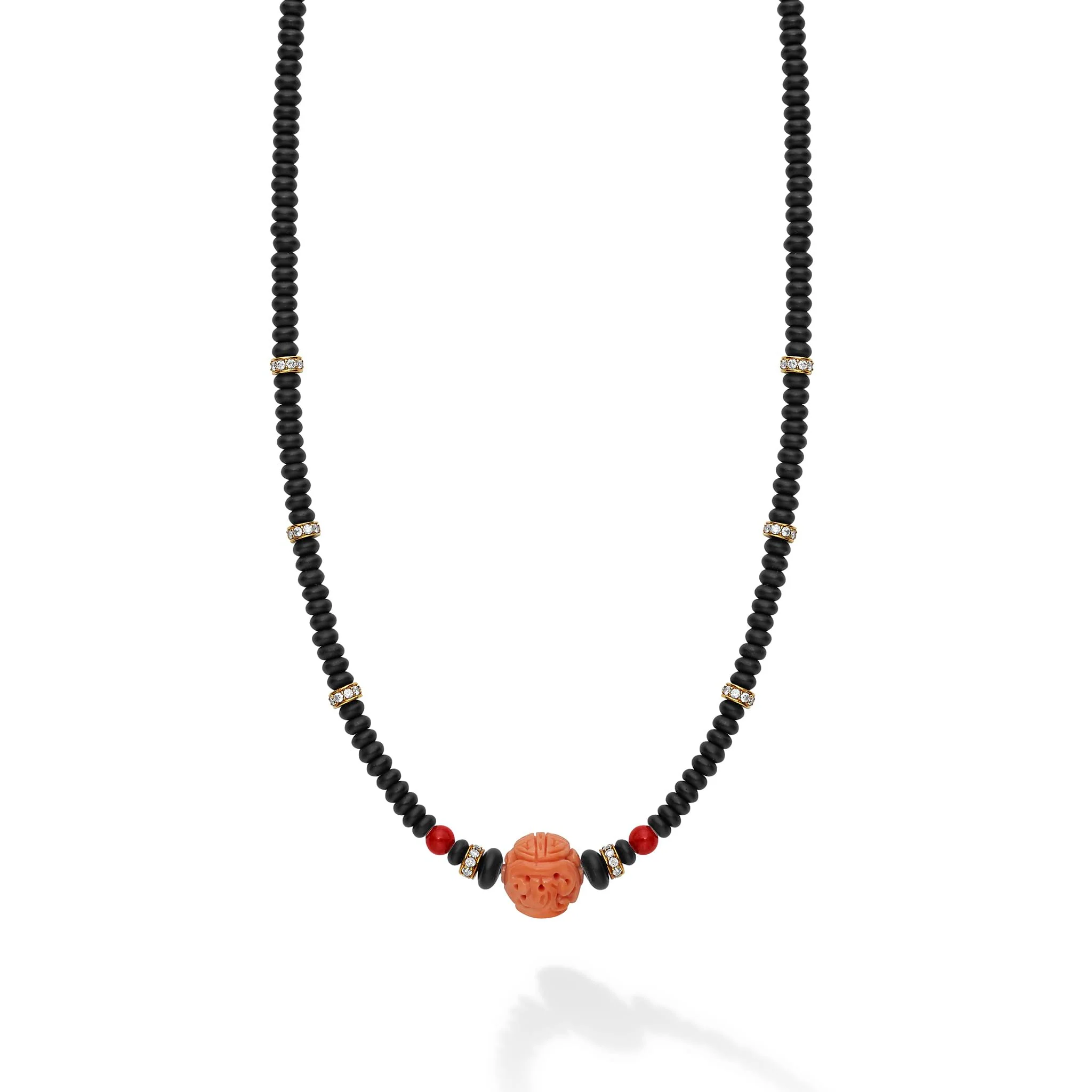 Studio Coral and Onyx Diamond Beaded Necklace