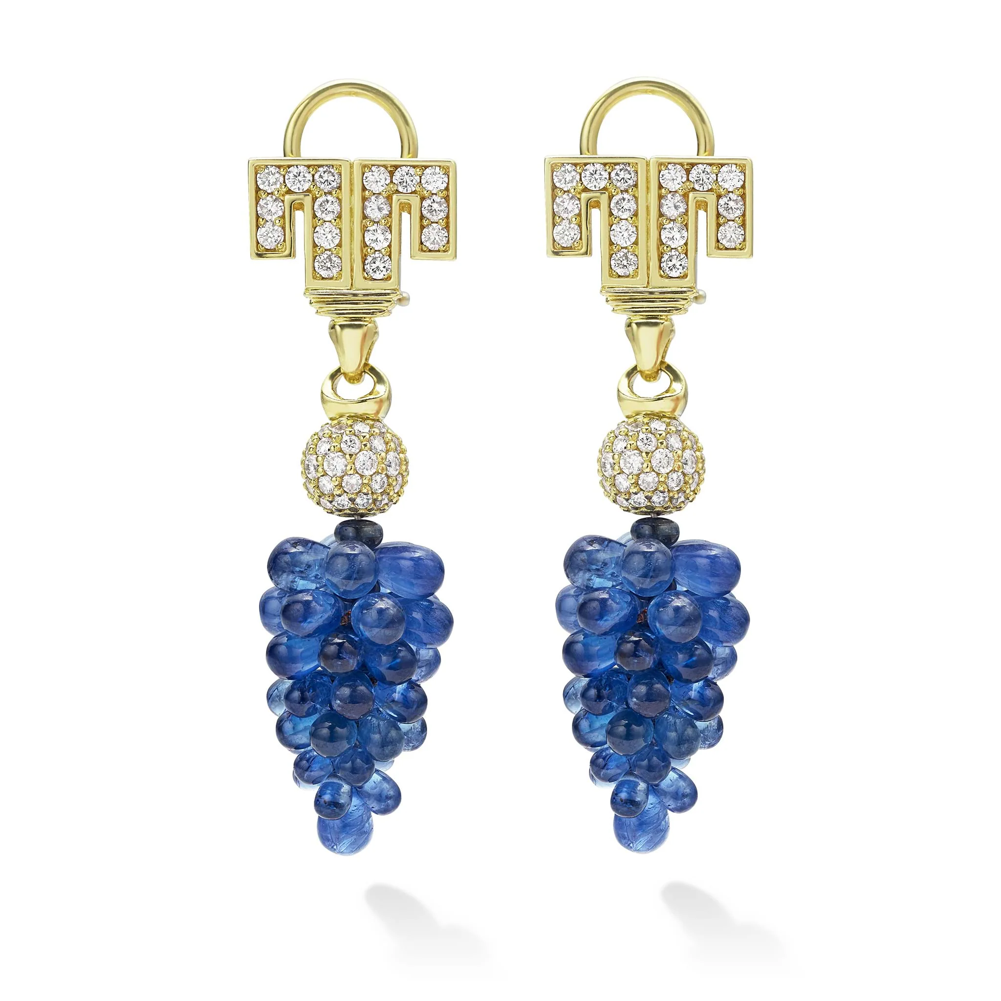 Studio 18K Gold Blue Sapphire Diamond Drop Earrings - Image 2