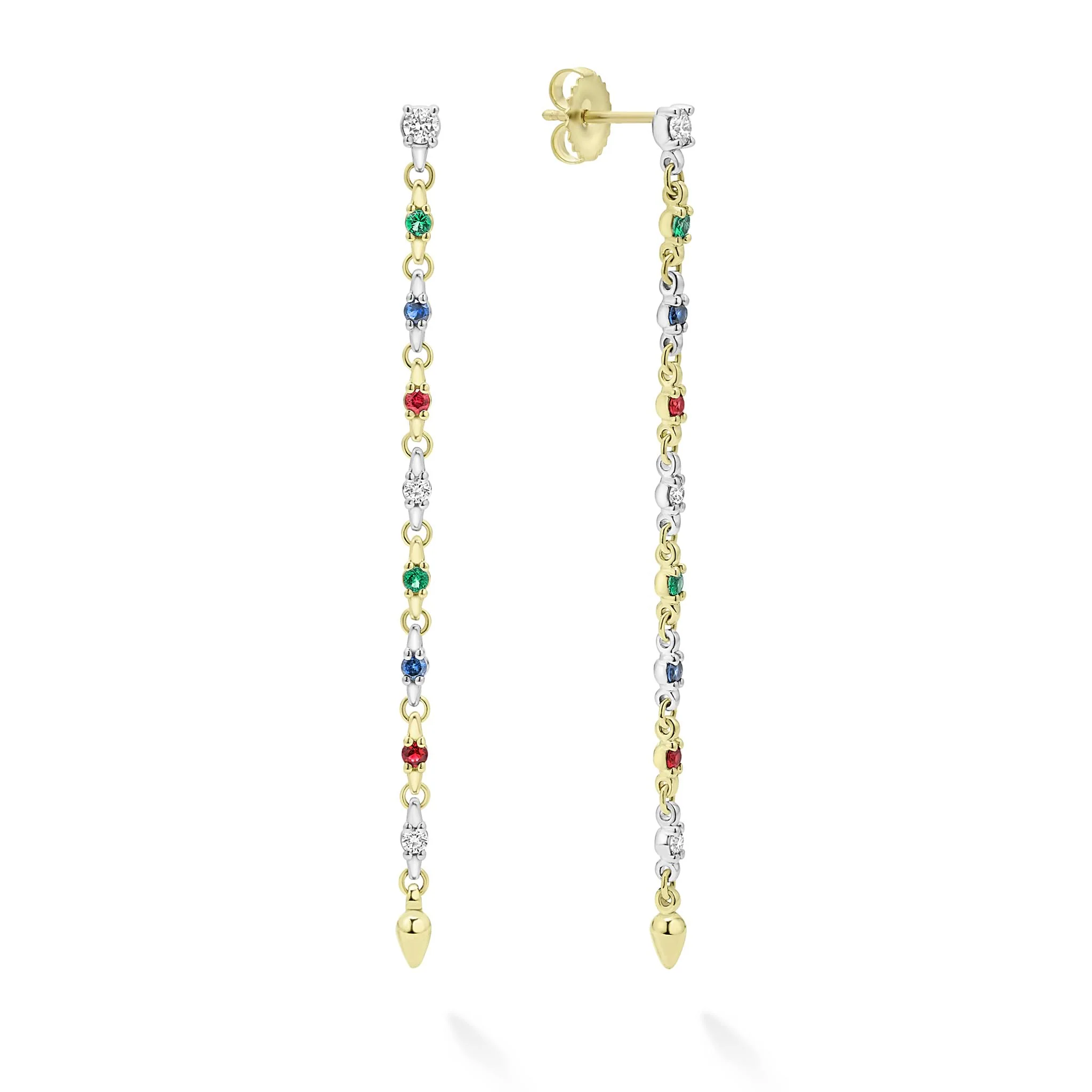 Studio 18K Gold Gemstone and Diamond Drop Earrings