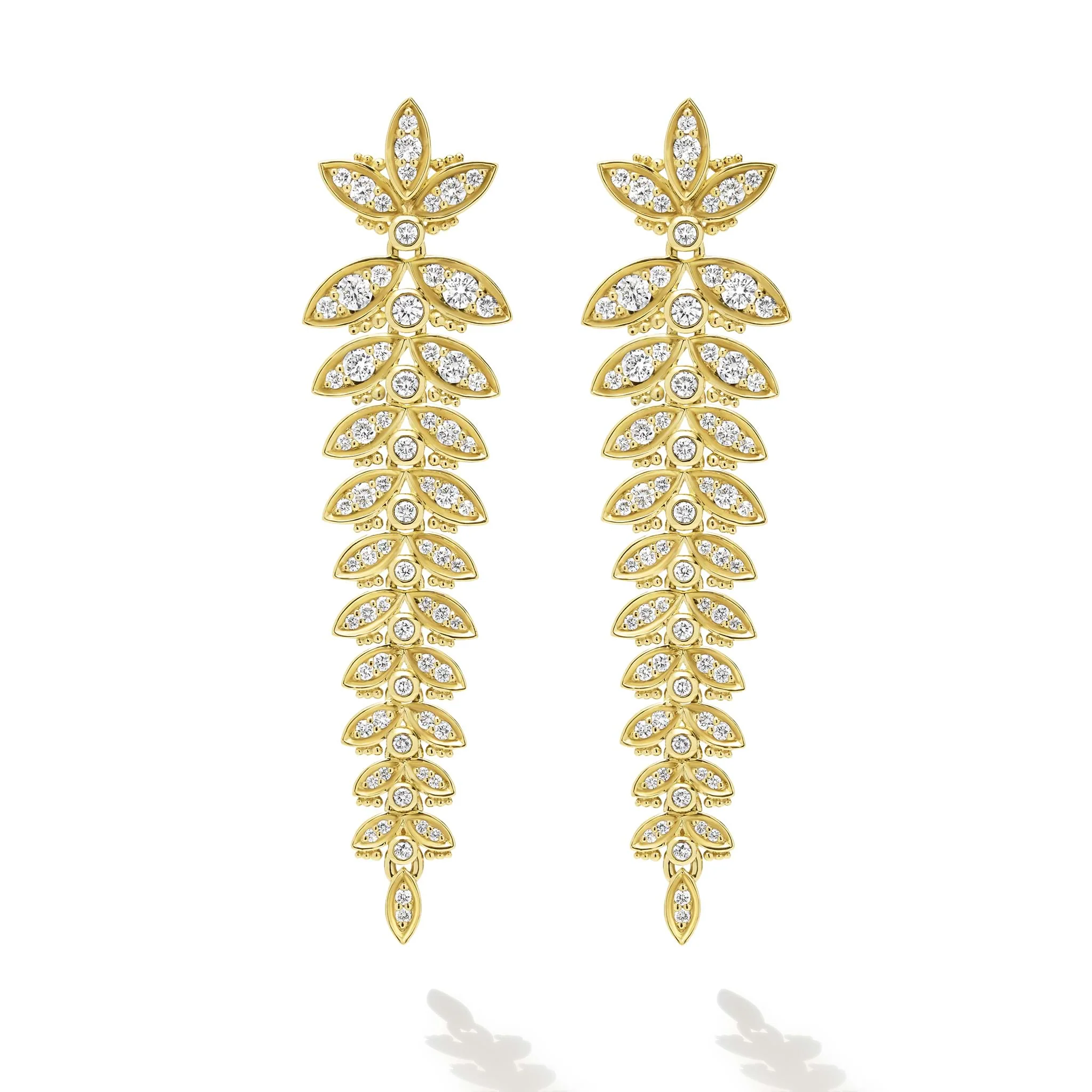 Studio 18K Gold Leaf Diamond Drop Earrings - Image 2