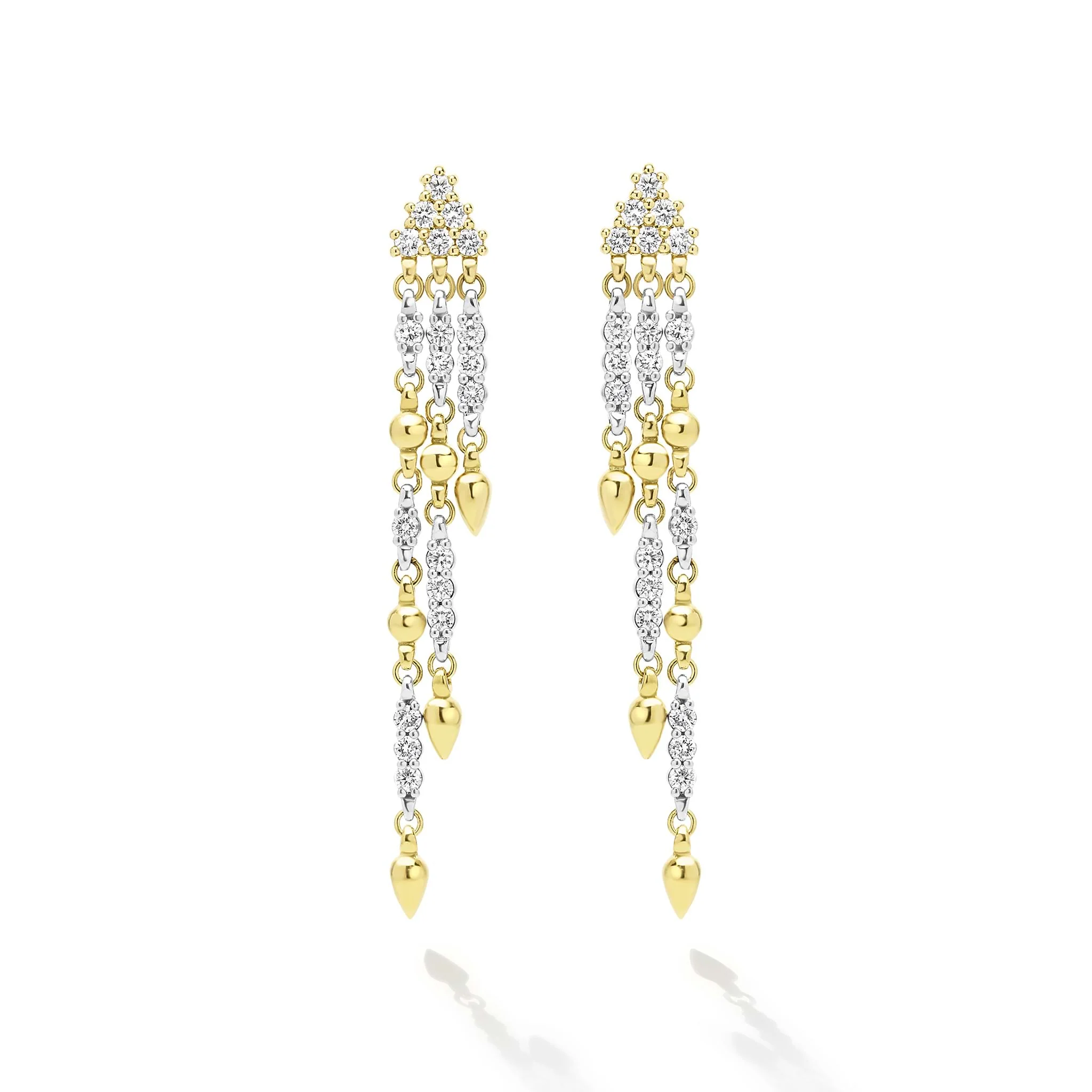 Studio 18K Gold 3-Strand Diamond Drop Earrings - Image 2