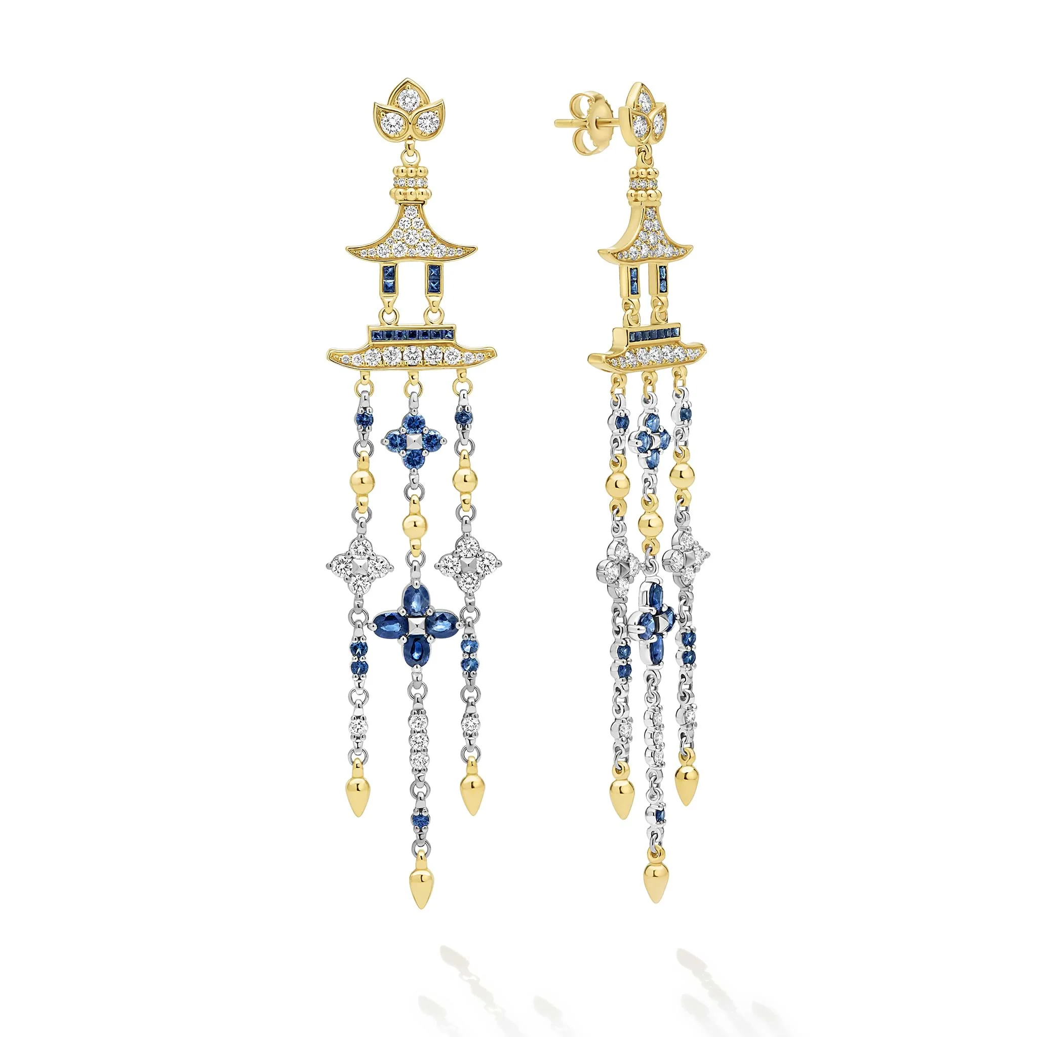 SML 18K Diamond and Sapphire Chandelier Earrings