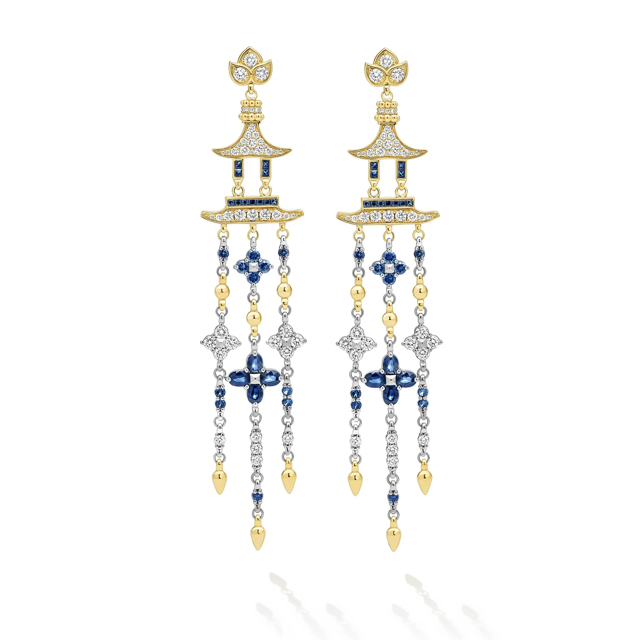 SML 18K Diamond and Sapphire Chandelier Earrings - Image 2