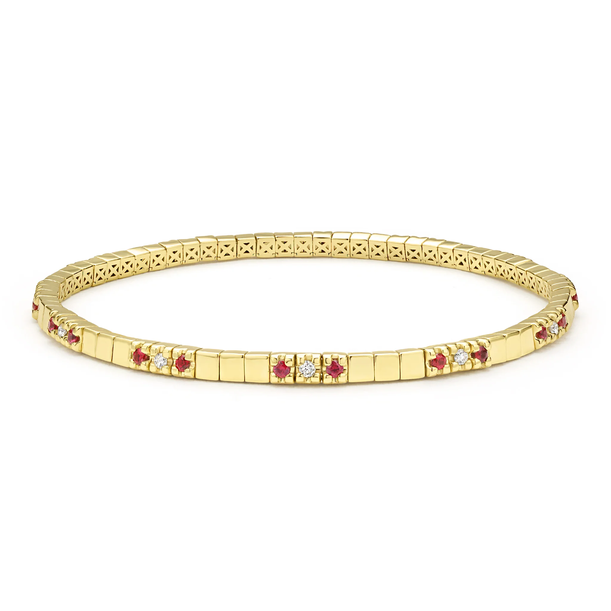 Studio 18K Gold Ruby and Diamond Square Tennis Bracelet