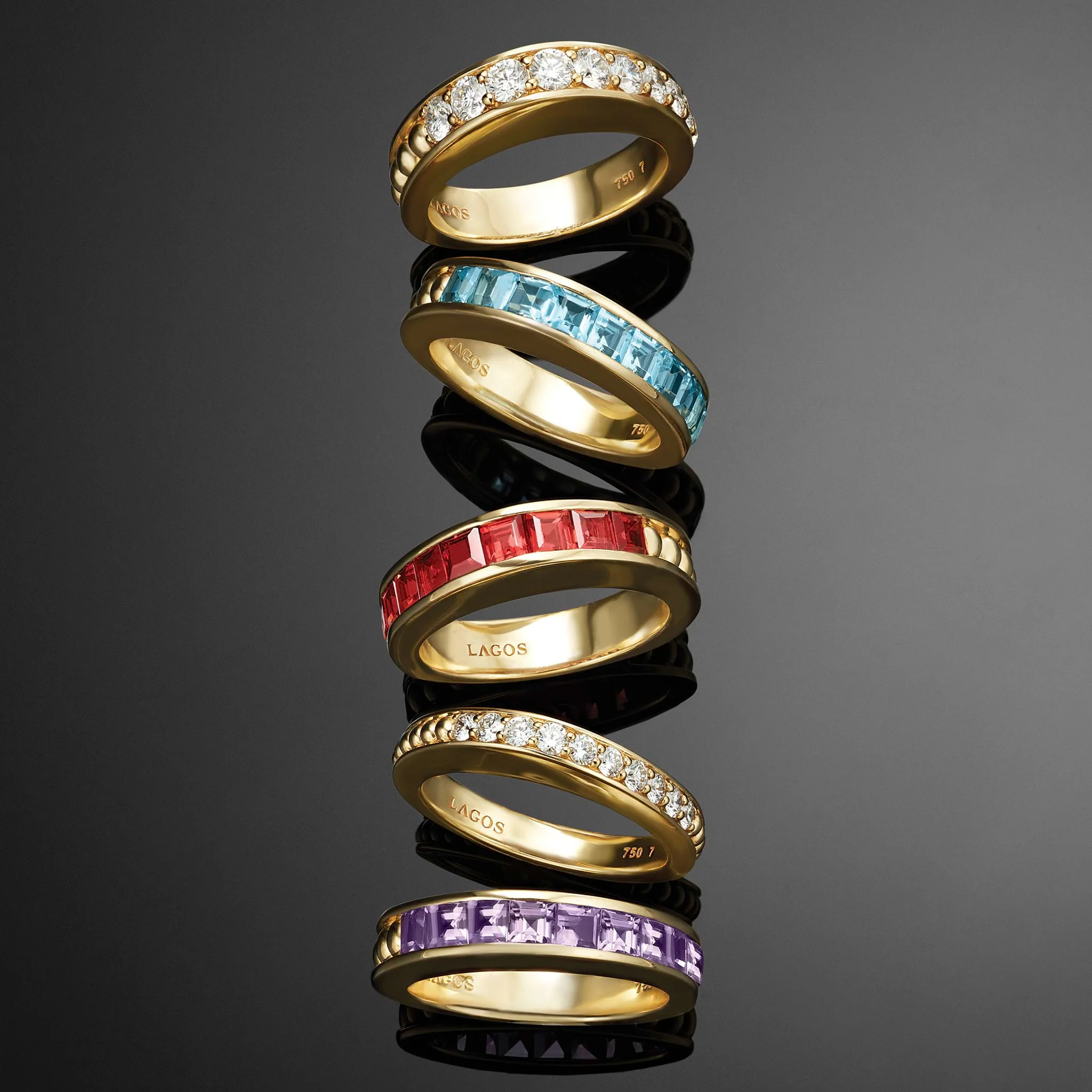 Studio 18K Gold Garnet Stacking Ring - Image 4