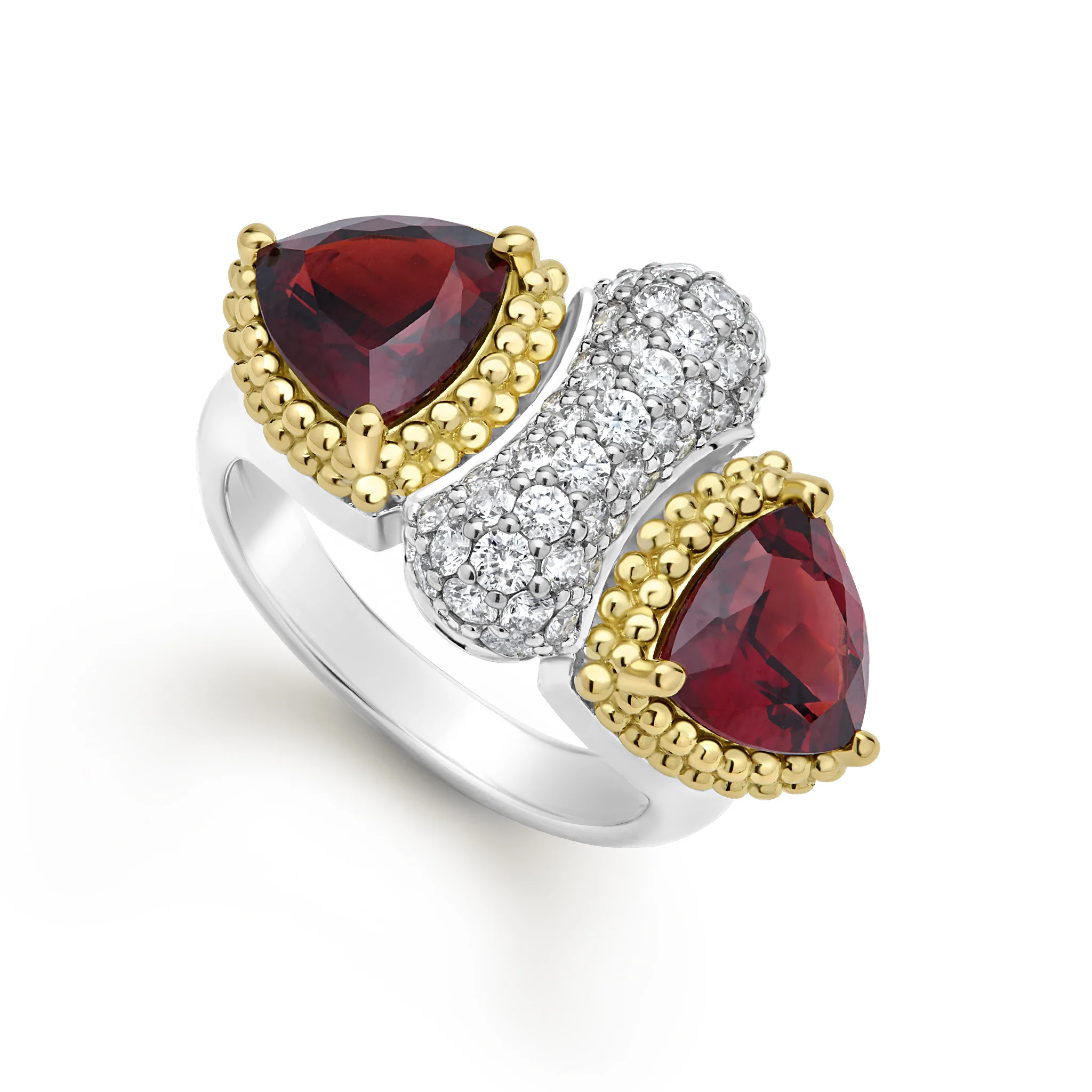 Studio 18K Garnet & Diamond Trillion Ring
