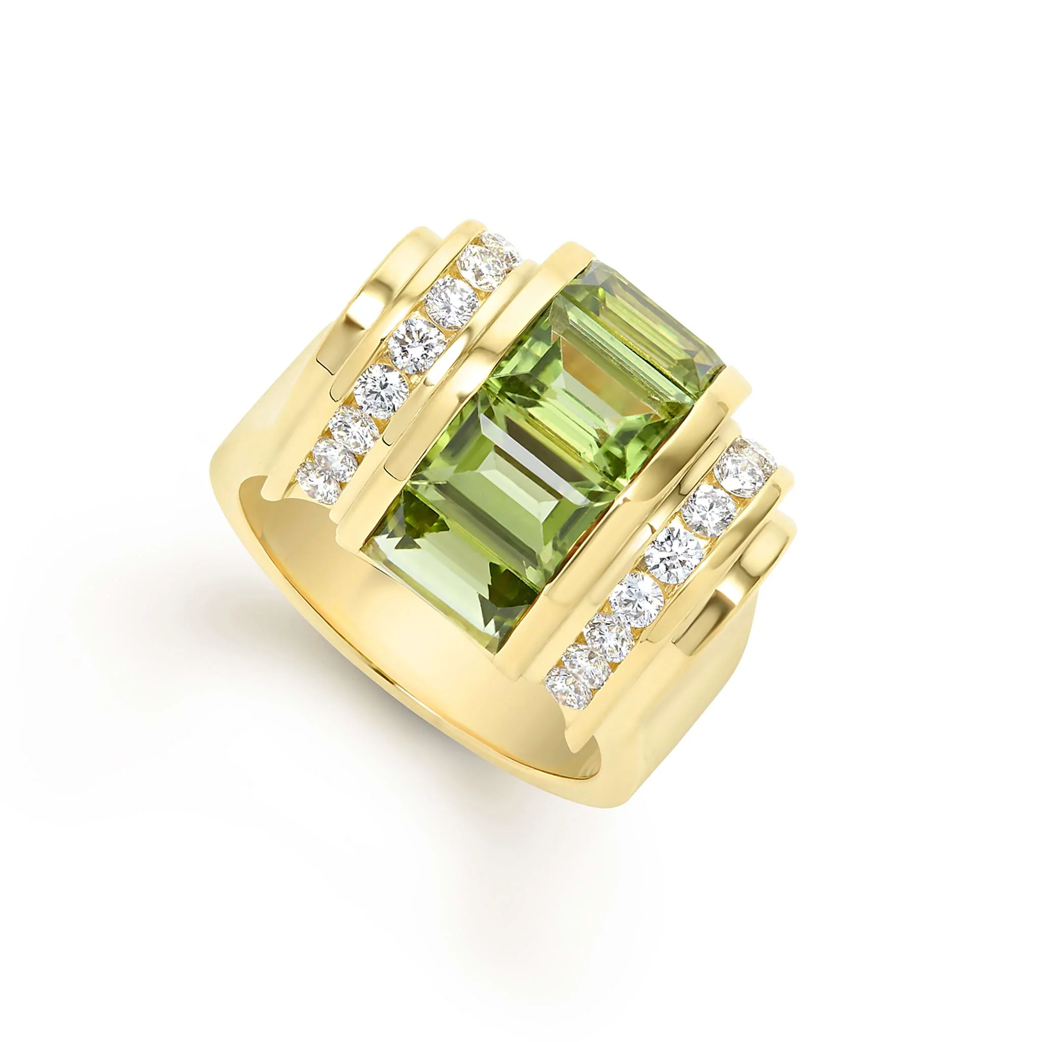 Studio 18K Gold Peridot and Diamond Ring - Image 8