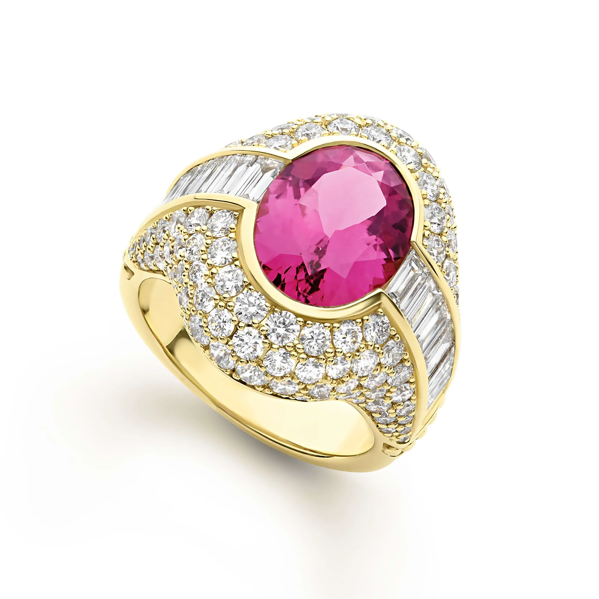 Studio 18K Gold and Diamond Rubellite Ring