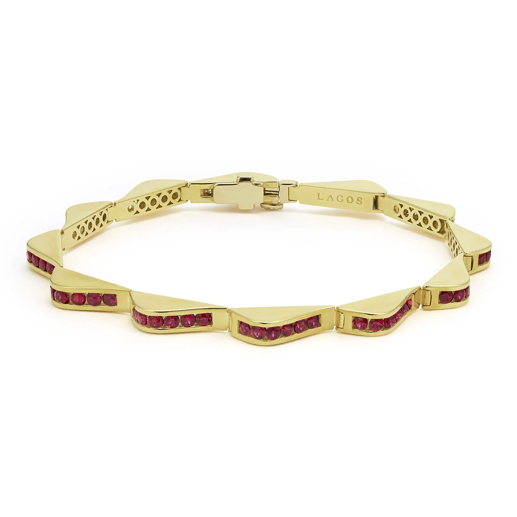 Studio 18K Gold Ruby Link Wave Bracelet