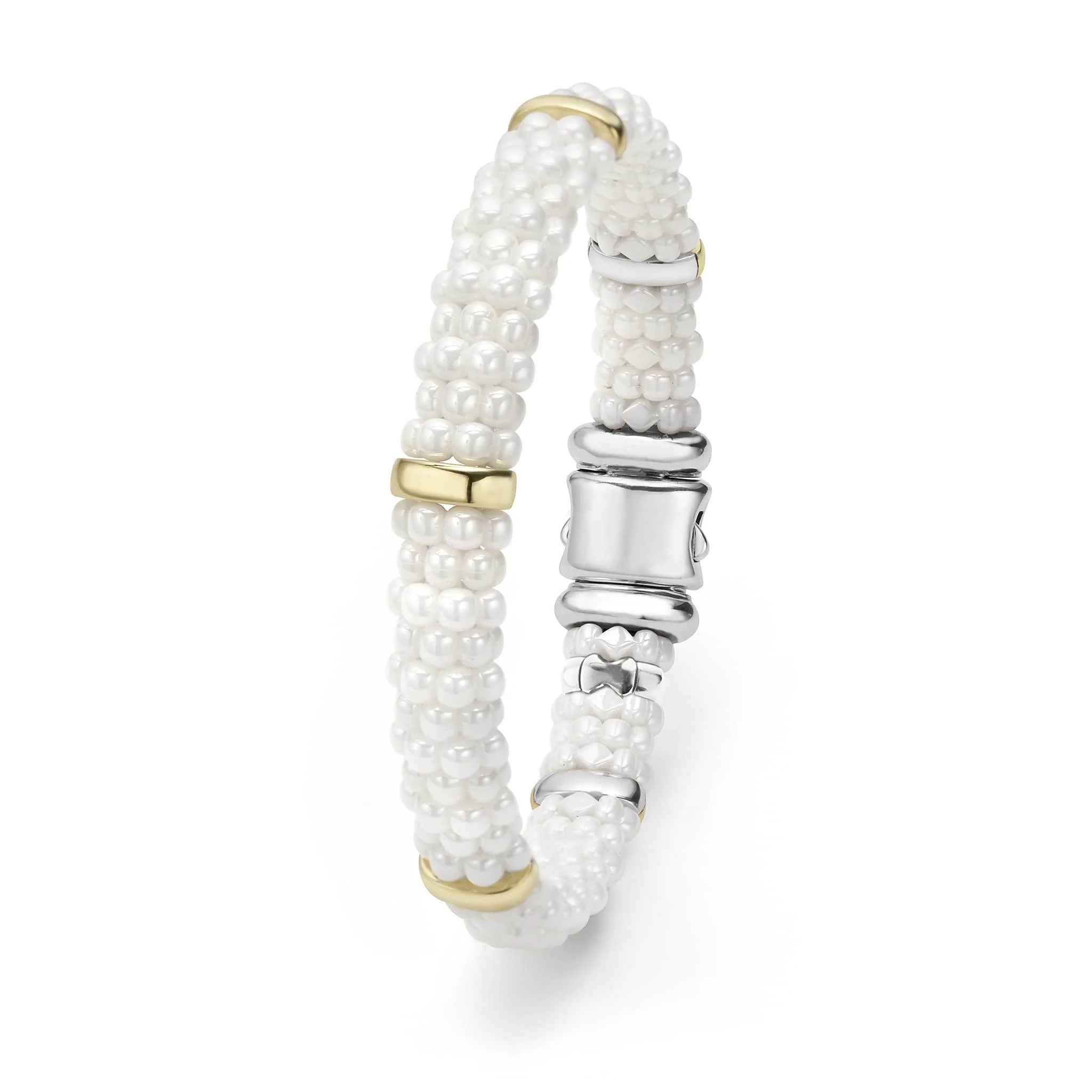 White Caviar 18K Gold Station White Ceramic Bracelet | 9mm - Image 3
