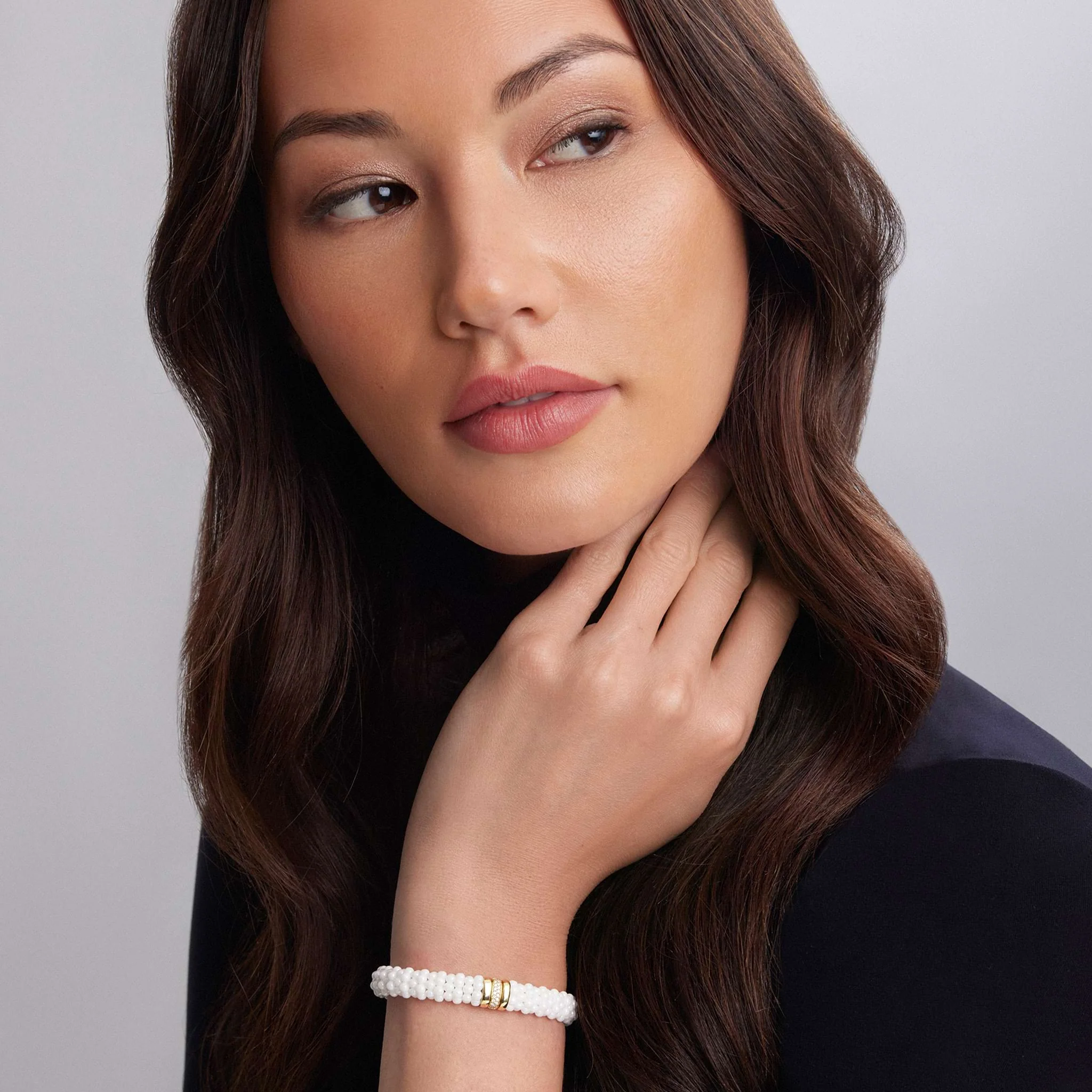 White Caviar Single Station Ceramic Diamond Bracelet | 9mm - Image 2