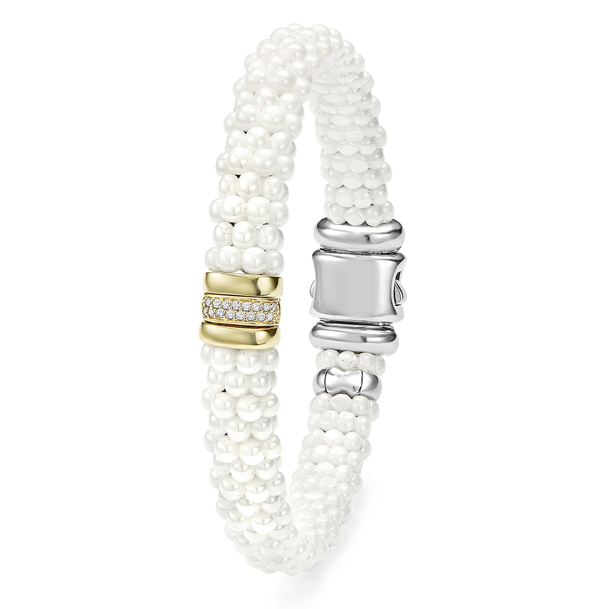 White Caviar Single Station Ceramic Diamond Bracelet | 9mm - Image 3