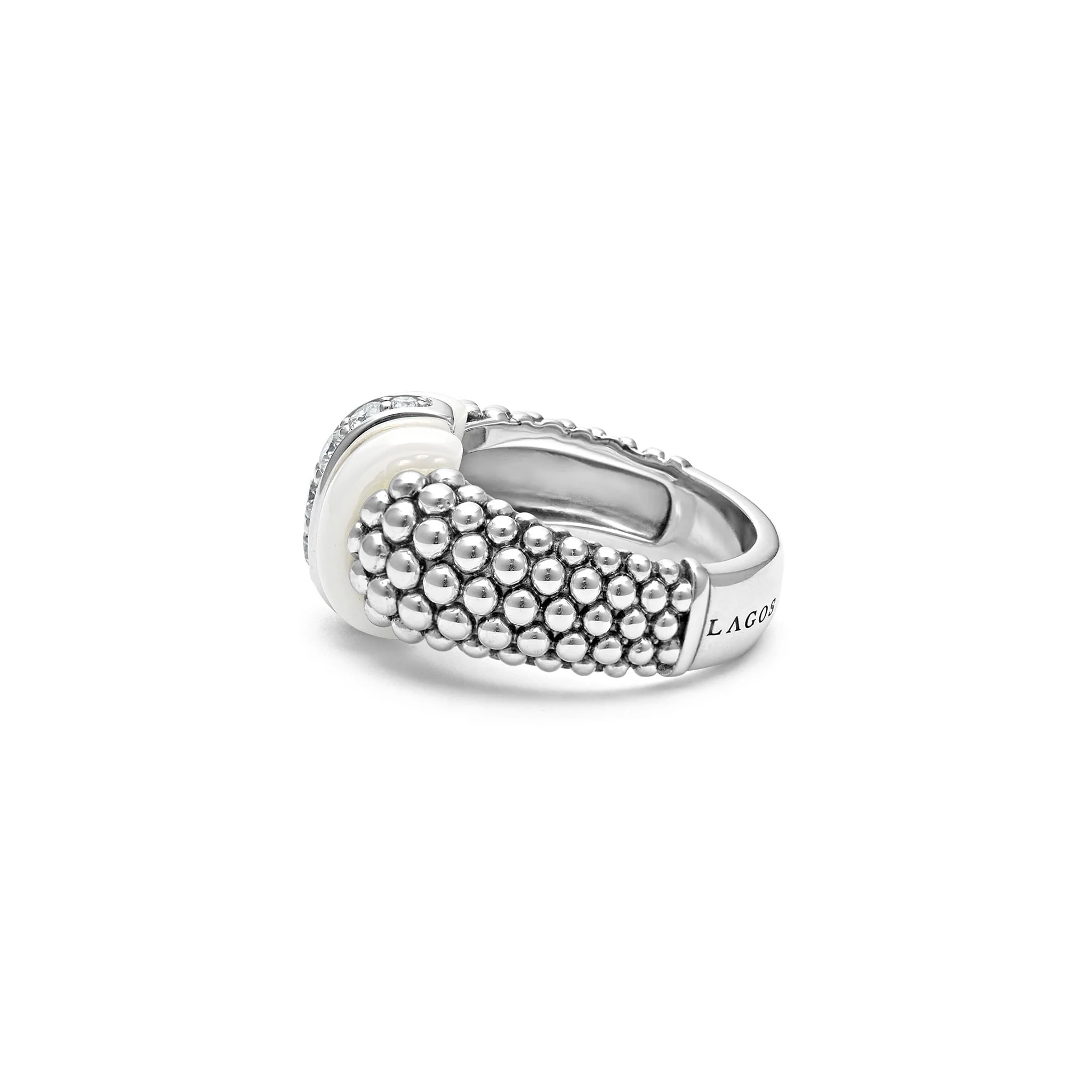 White Caviar White Ceramic Caviar Diamond Ring - Image 4
