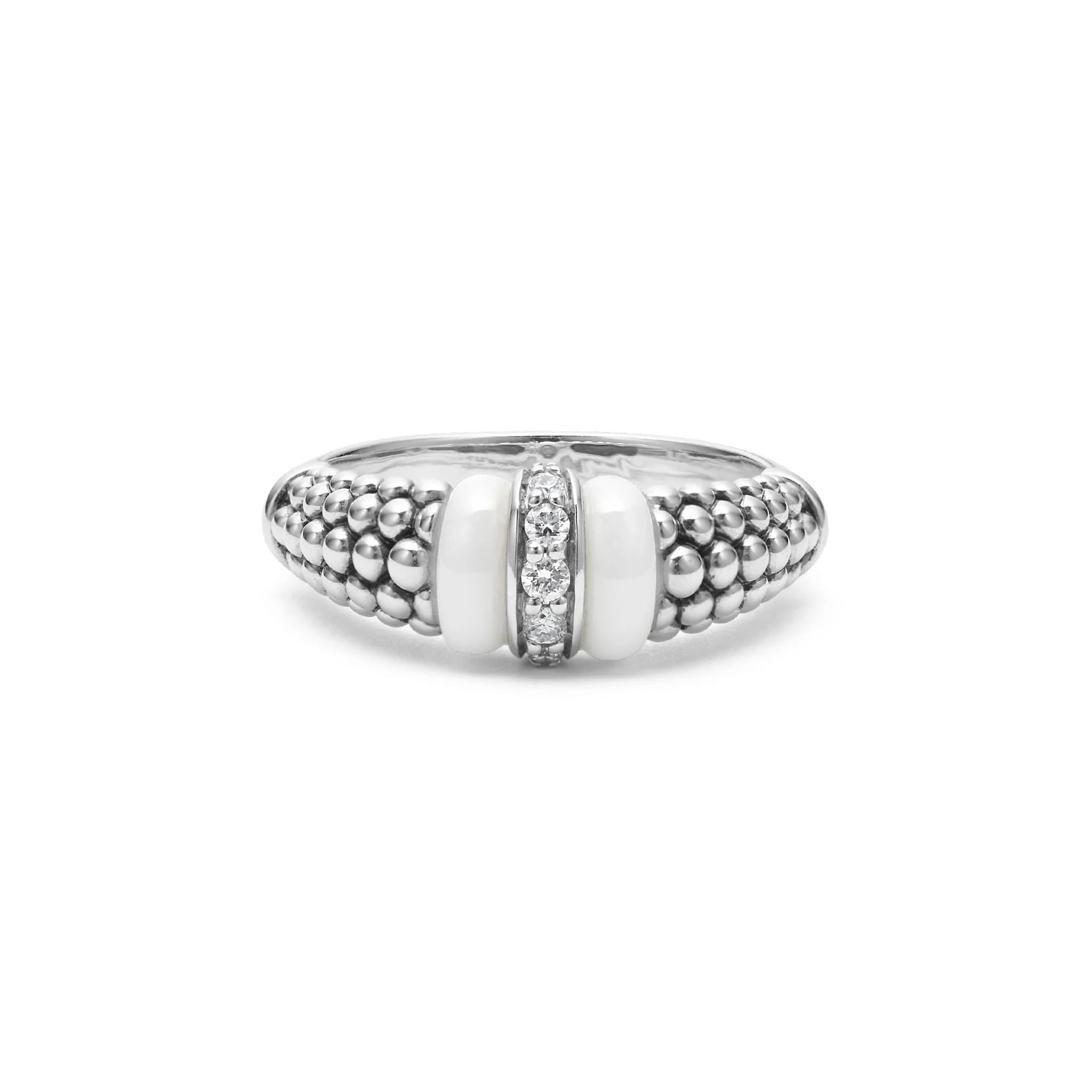 White Caviar White Ceramic and Caviar Diamond Ring - Image 3