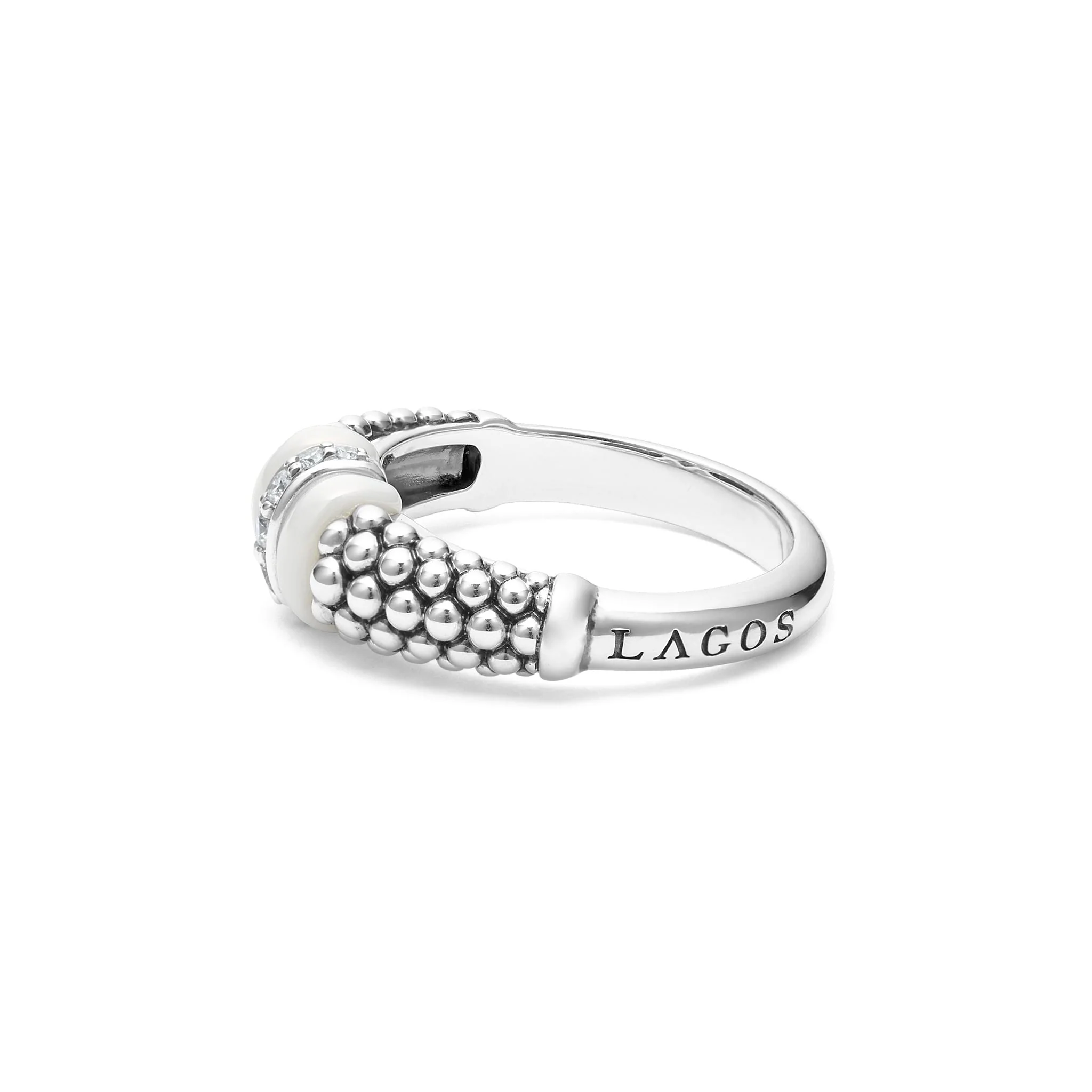 White Caviar White Ceramic and Caviar Diamond Ring - Image 4