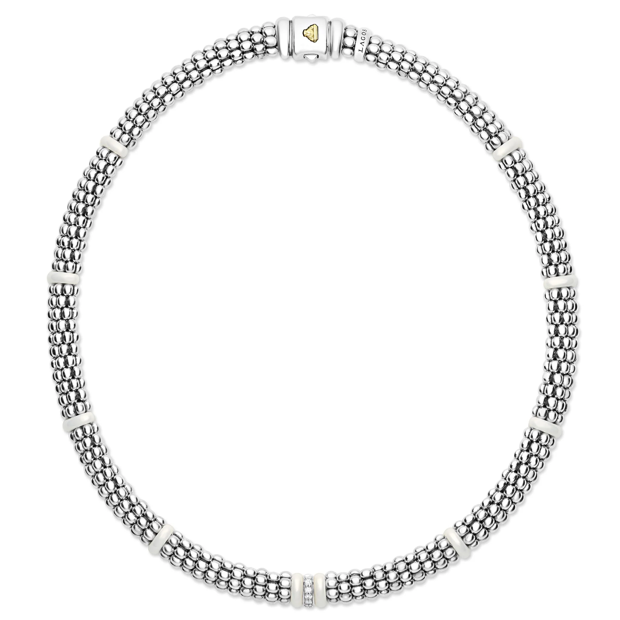 White Caviar White Single Station Diamond Caviar Necklace - Image 3