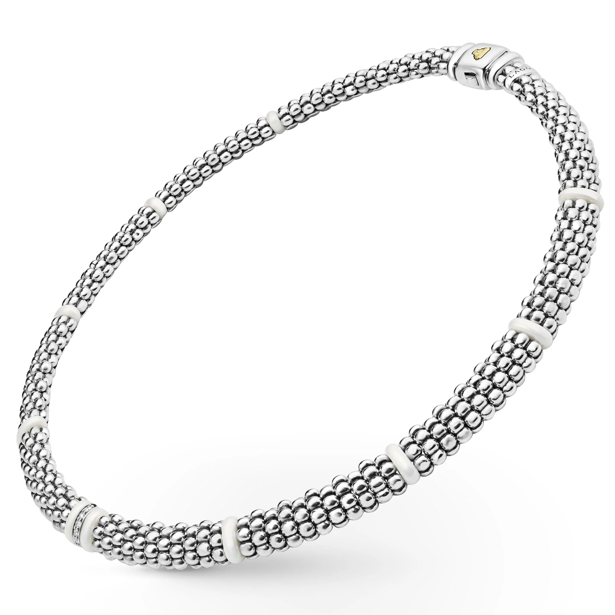 White Caviar White Single Station Diamond Caviar Necklace - Image 4