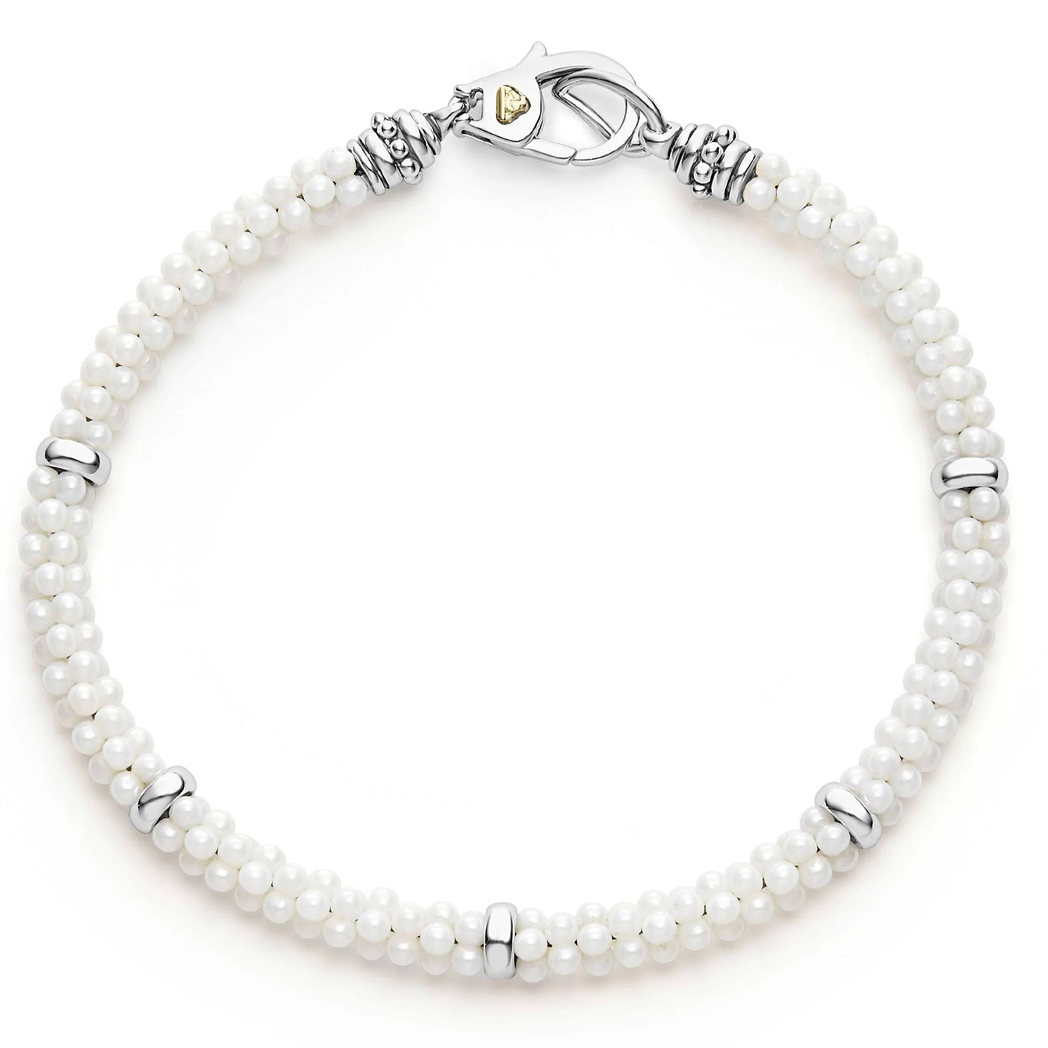 White Caviar White Five Silver Station Ceramic Bracelet | 5mm