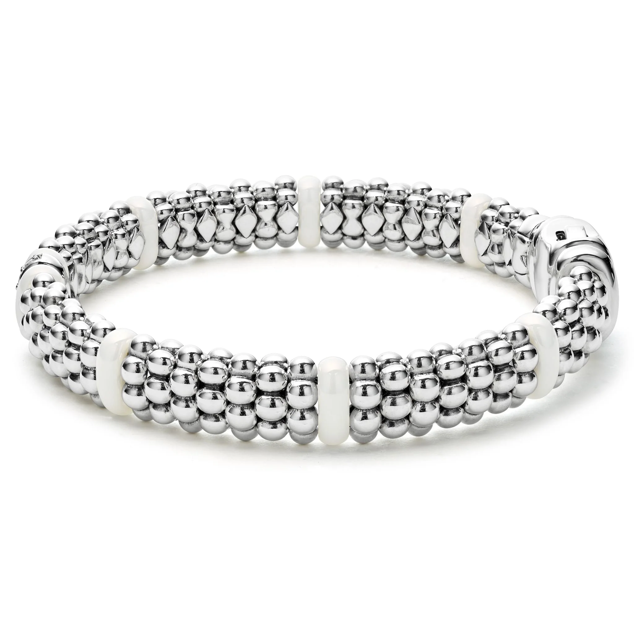White Caviar Single Station White Ceramic Diamond Bracelet | 9mm - Image 4