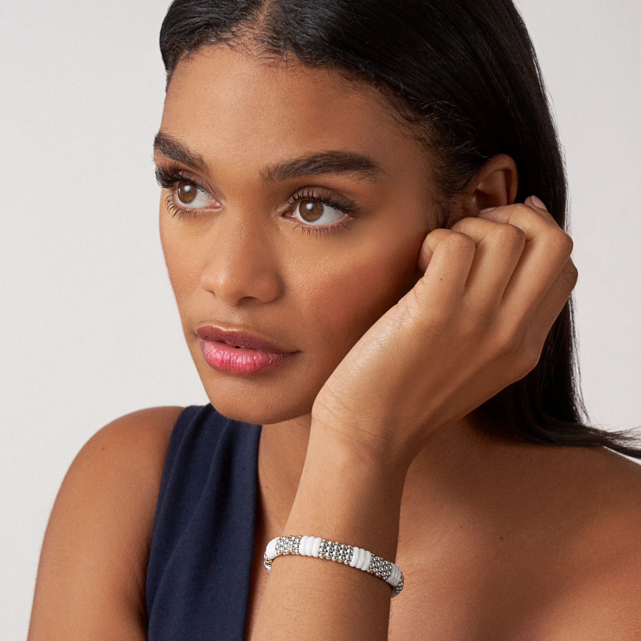White Caviar White Ceramic Caviar Beaded Bracelet | 9mm - Image 2