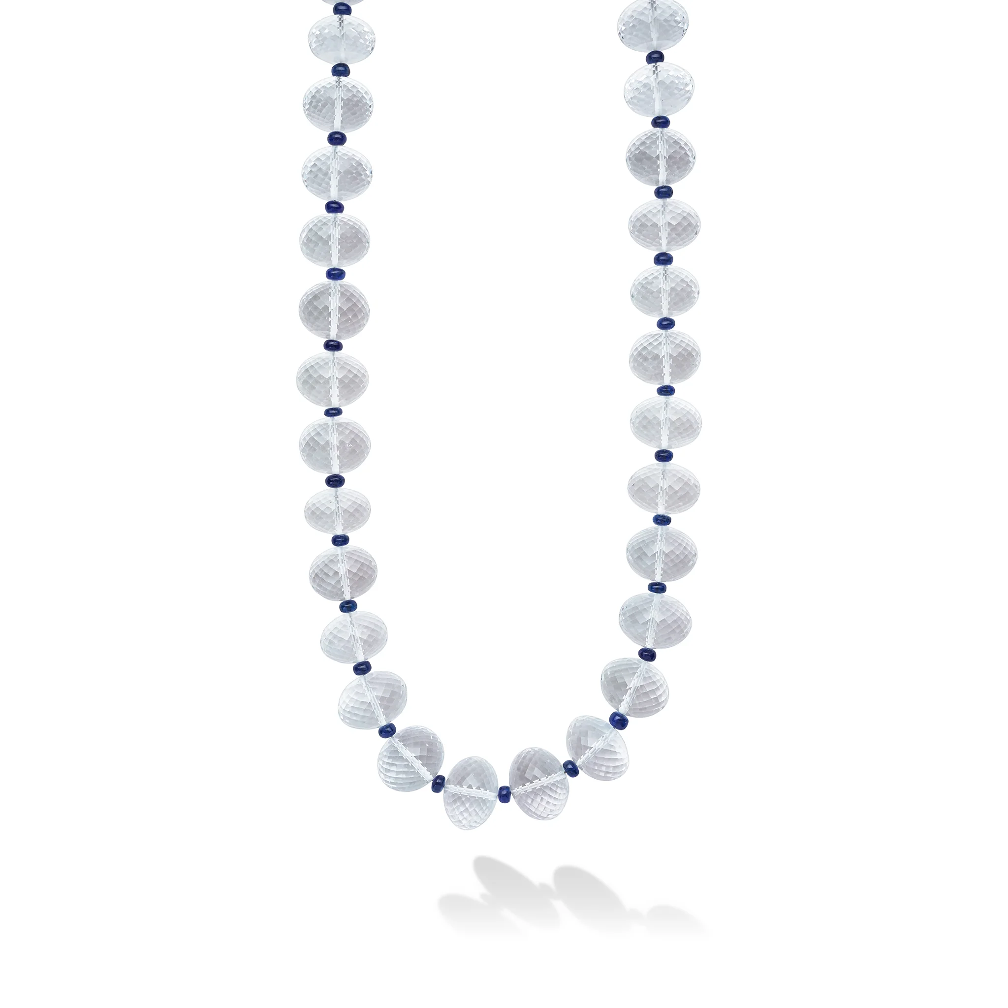 18K White Topaz and Sapphire Necklace